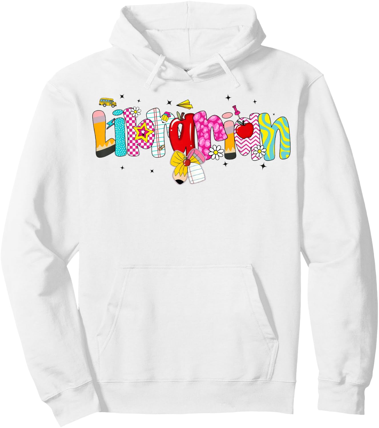 Coquette Pencil Bow Librarian Back to School Bookworm Hoodie - Hoodie | White