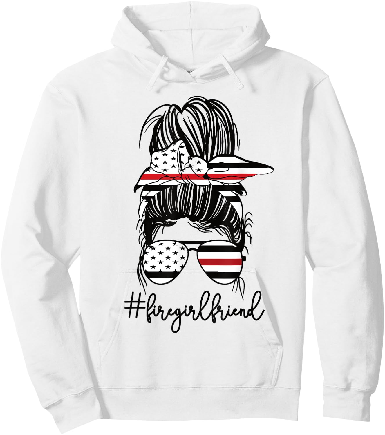 Funny Fire Girlfriend Thin Red Line Firefighter Girlfriend Hoodie - Hoodie | White