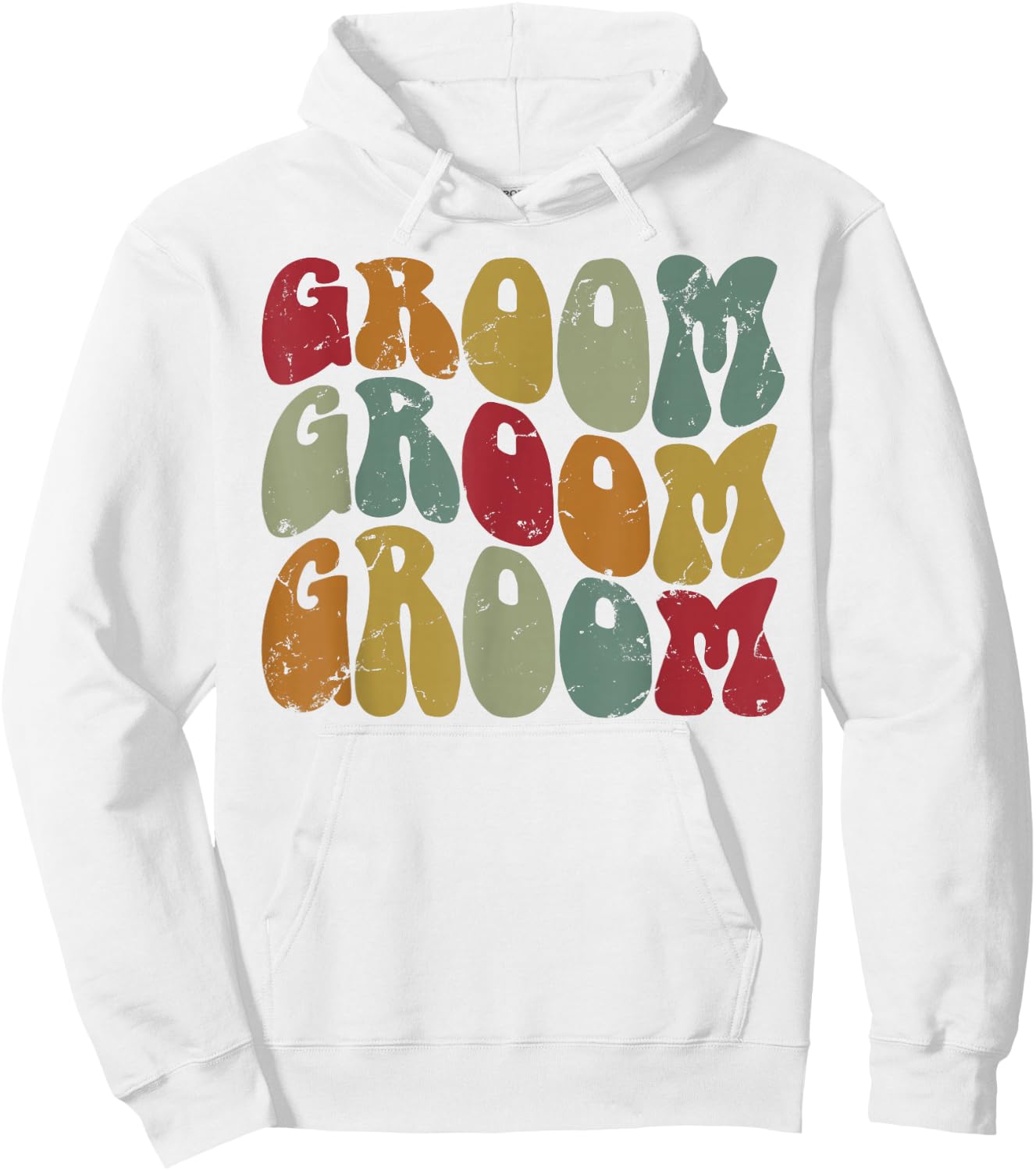 Groom Matching Bride, Wedding Groovy Retro Groom Hoodie - Hoodie | White