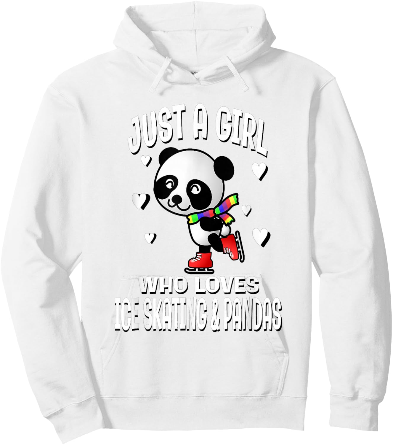 Just A Girl Who Loves Ice Skating & Pandas Cute Bear Hoodie - Hoodie | White