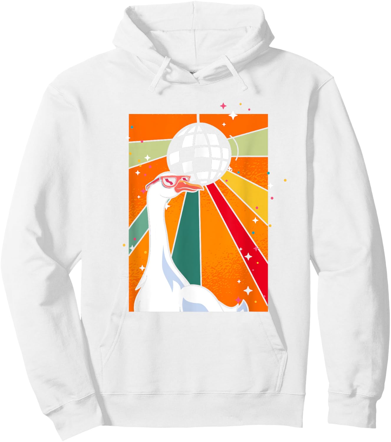 Funny Cool Farm Animal Disco Ball Sunglasses Retro Goose Hoodie - Hoodie | White