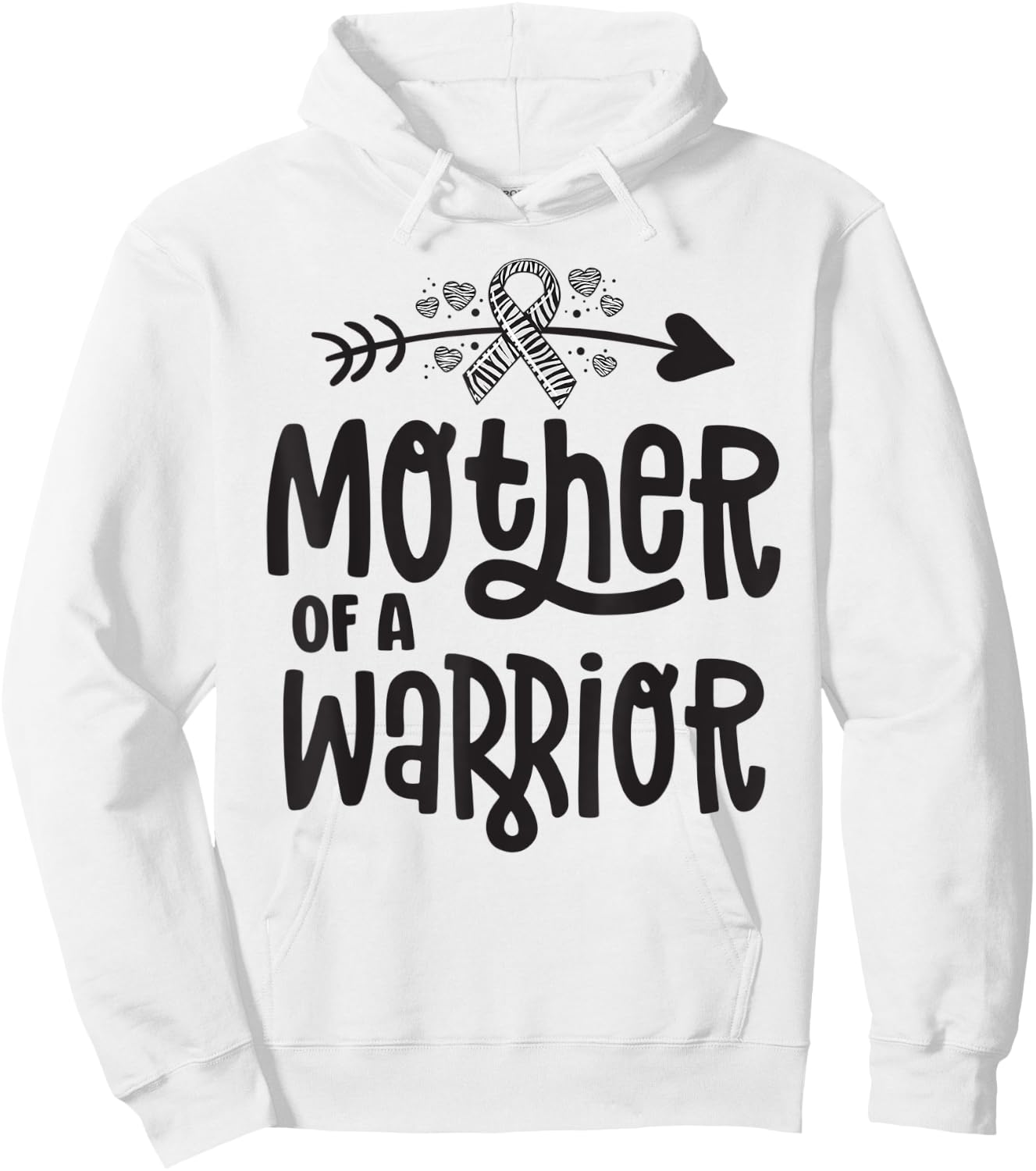 Mother Of A Rare Disease Warrior Awareness Zebra Ribbon Mom Hoodie - Hoodie | White