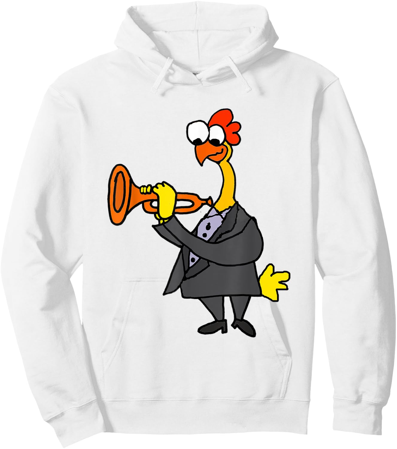 SmileteesMusic Funny Rubber Chicken Playing Trumpet Hoodie - Hoodie | White