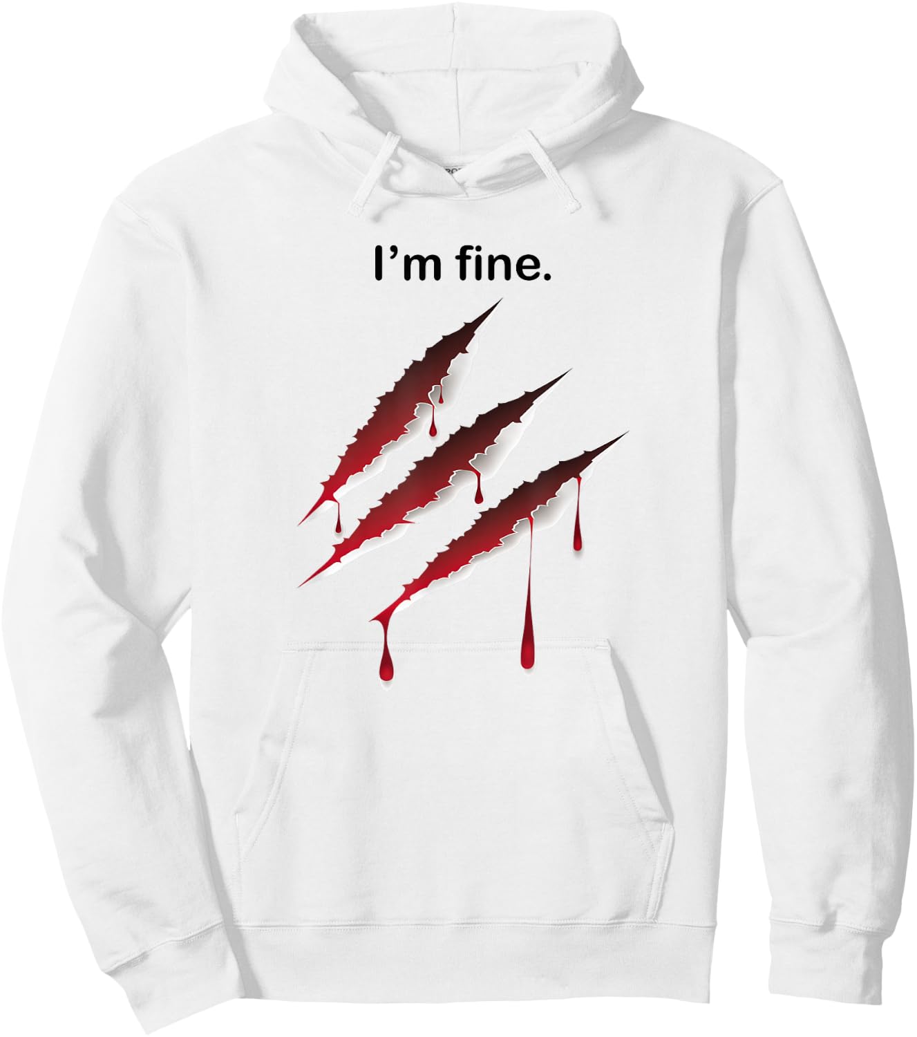 I'm Fine Tiger Claws Bloody Zombie Scary Halloween Costume Hoodie - Hoodie | White