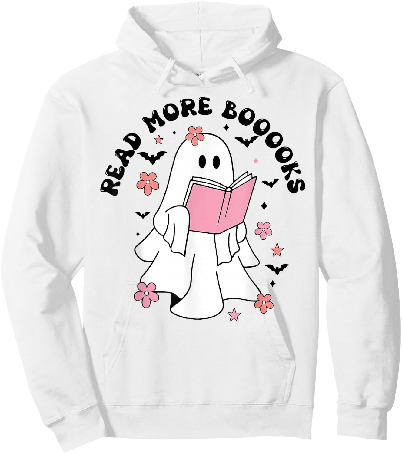 Groovy Booooks Ghost Read More Books Funny Teacher Halloween Hoodie - Hoodie | White