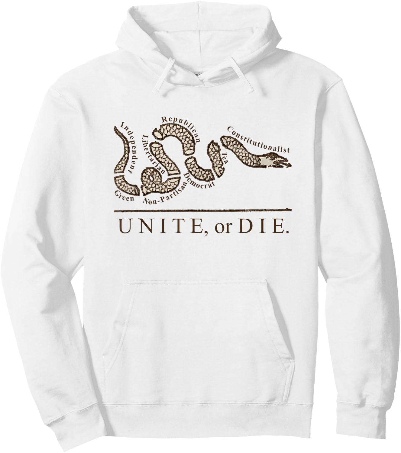 Unite or Die Political Parties Join or Die Inspired Quote Hoodie - Hoodie | White