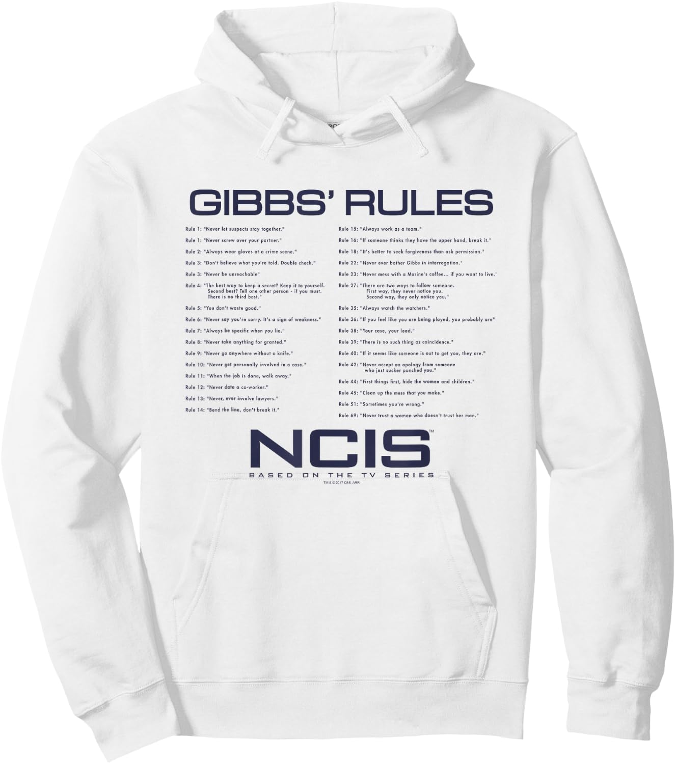 NCIS Gibbs Rules Hoodie - Hoodie | White