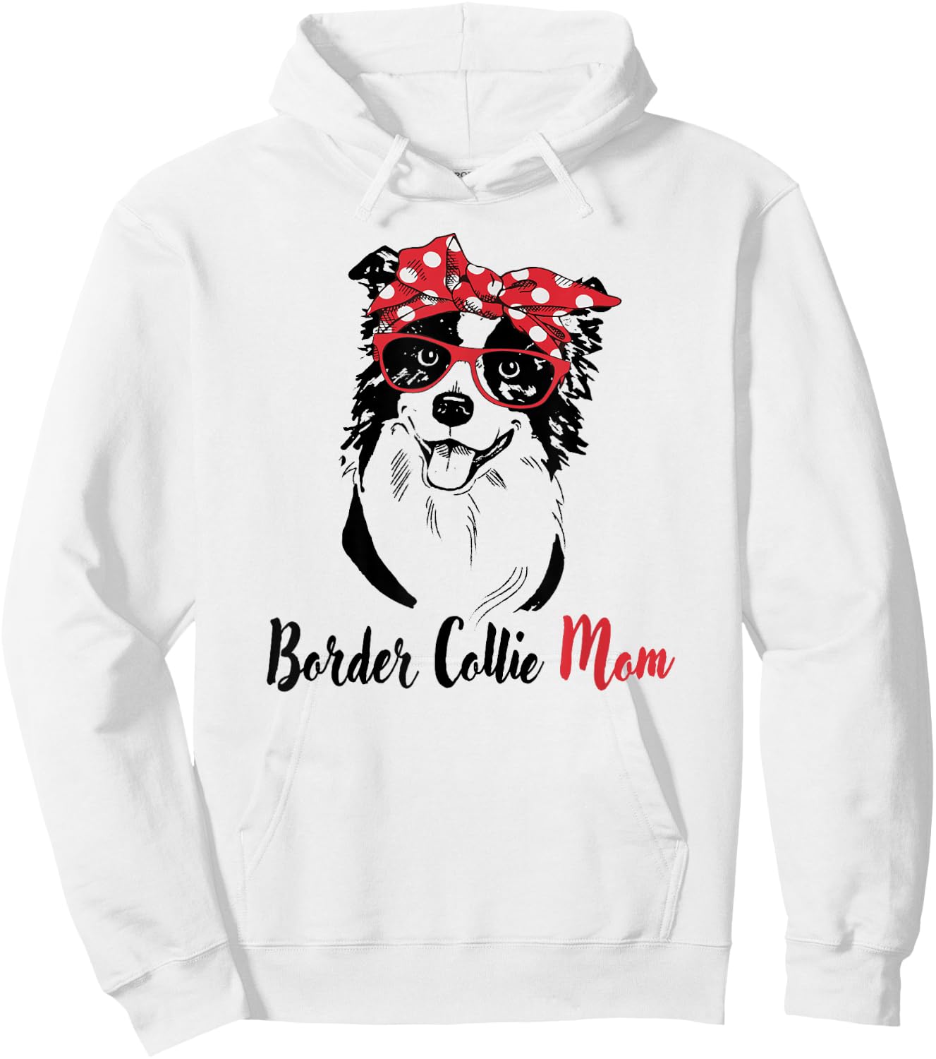 Red Bandana Hipster Mama Border Collie Mom Lover Hoodie - Hoodie | White
