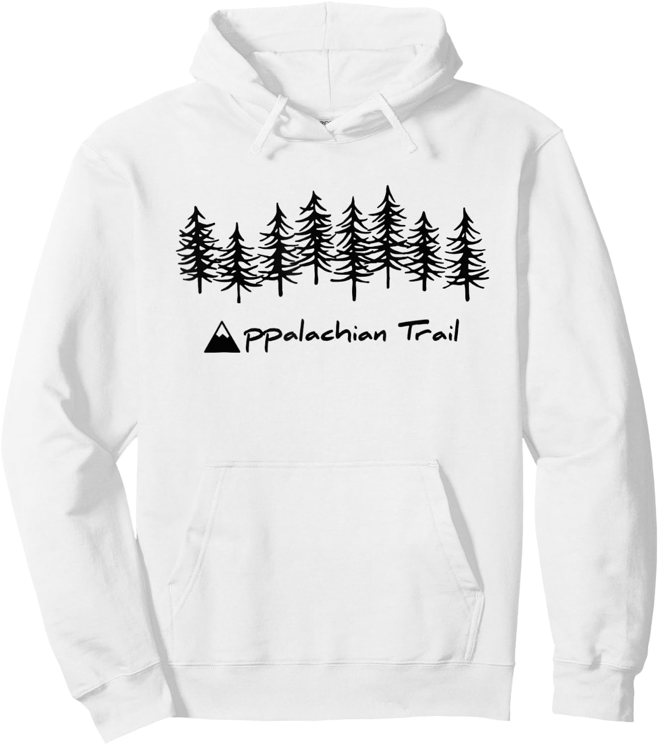 AT Appalachian Trail Hiking Mountain / Tree Graphic Hoodie - Hoodie | White