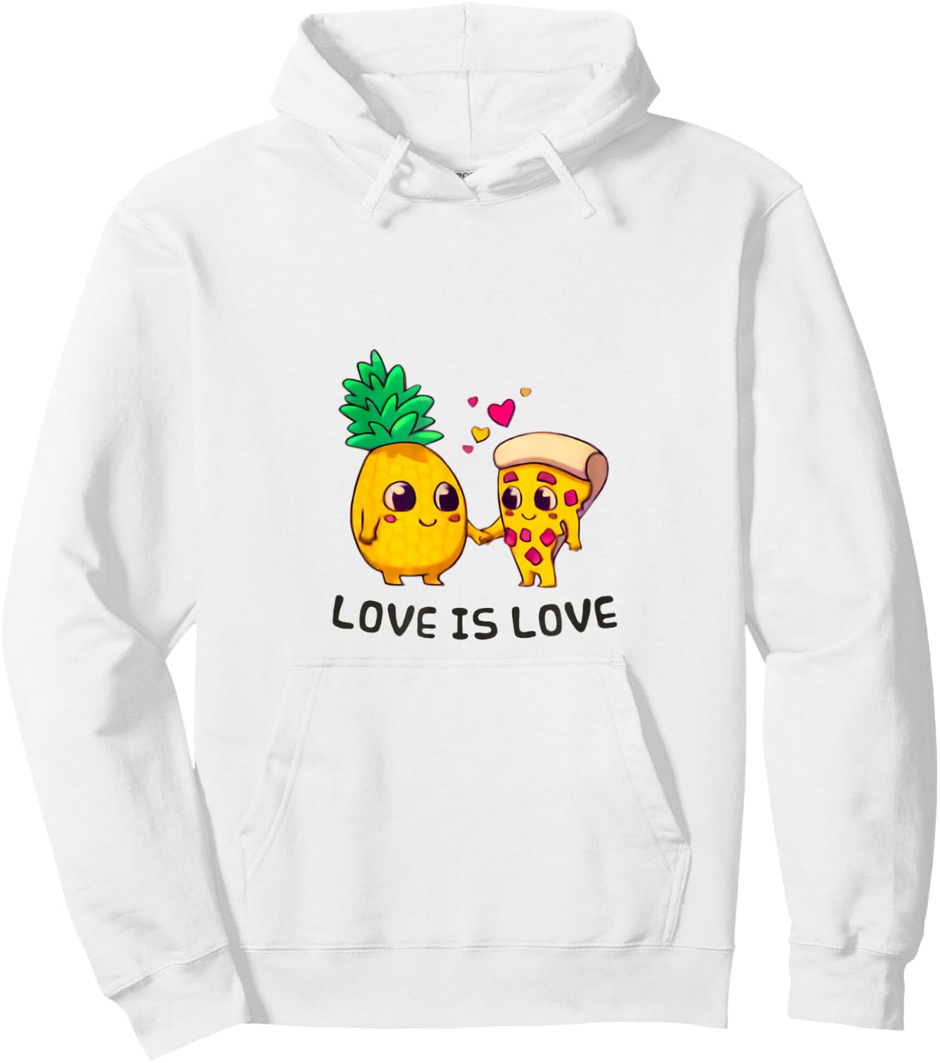 Love is Love Cute Pride Pineapple Pizza Hoodie - Hoodie | White
