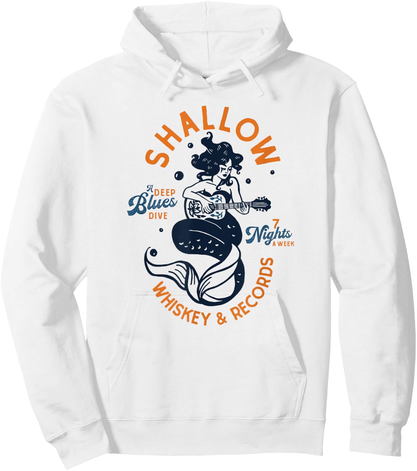 Shallow Whiskey & Records: A Deep Blues Dive. Pinup Mermaid Hoodie - Hoodie | White