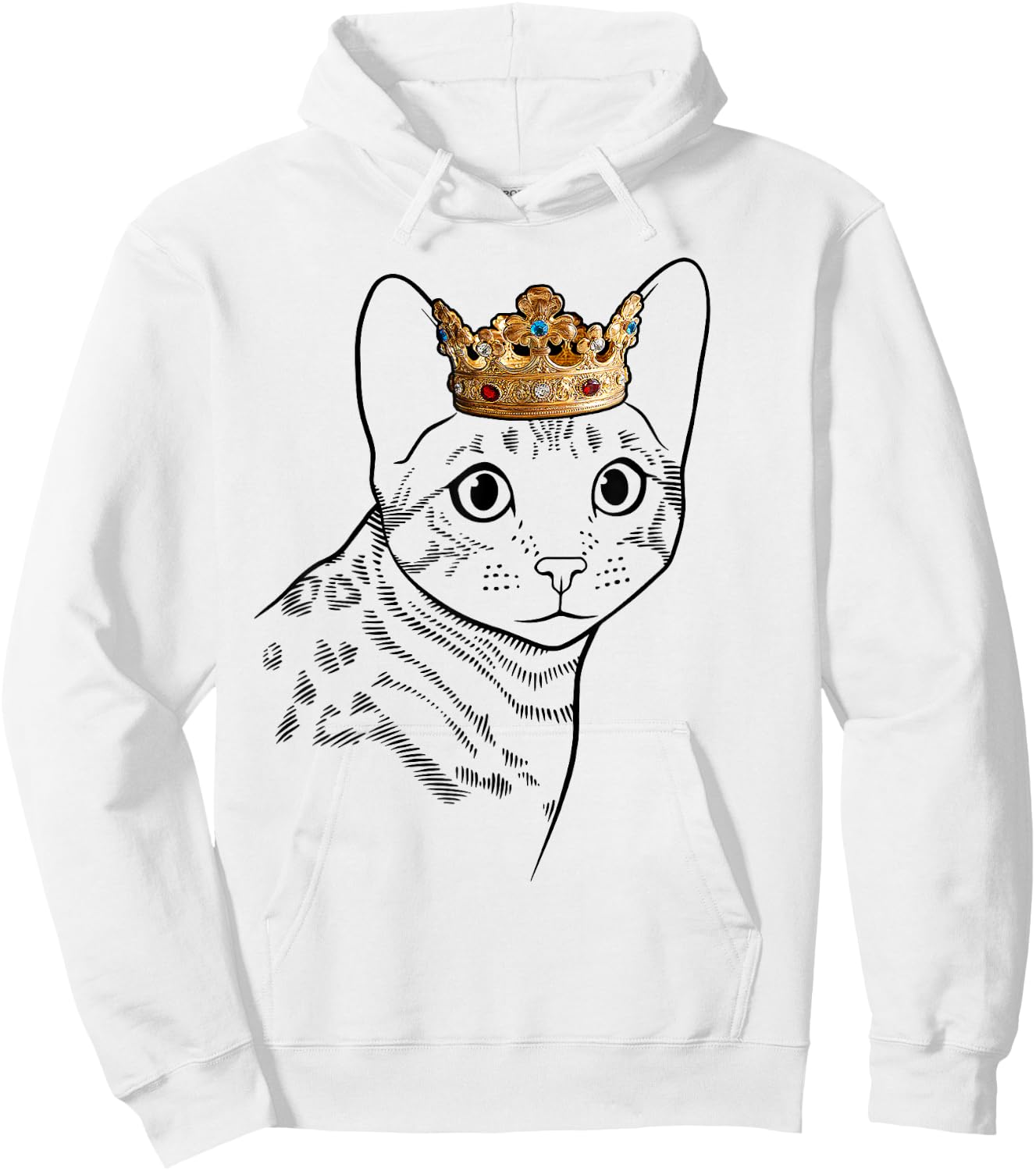 Bengal Cat Wearing Crown Men Women Girls Kids Hoodie - Hoodie | White