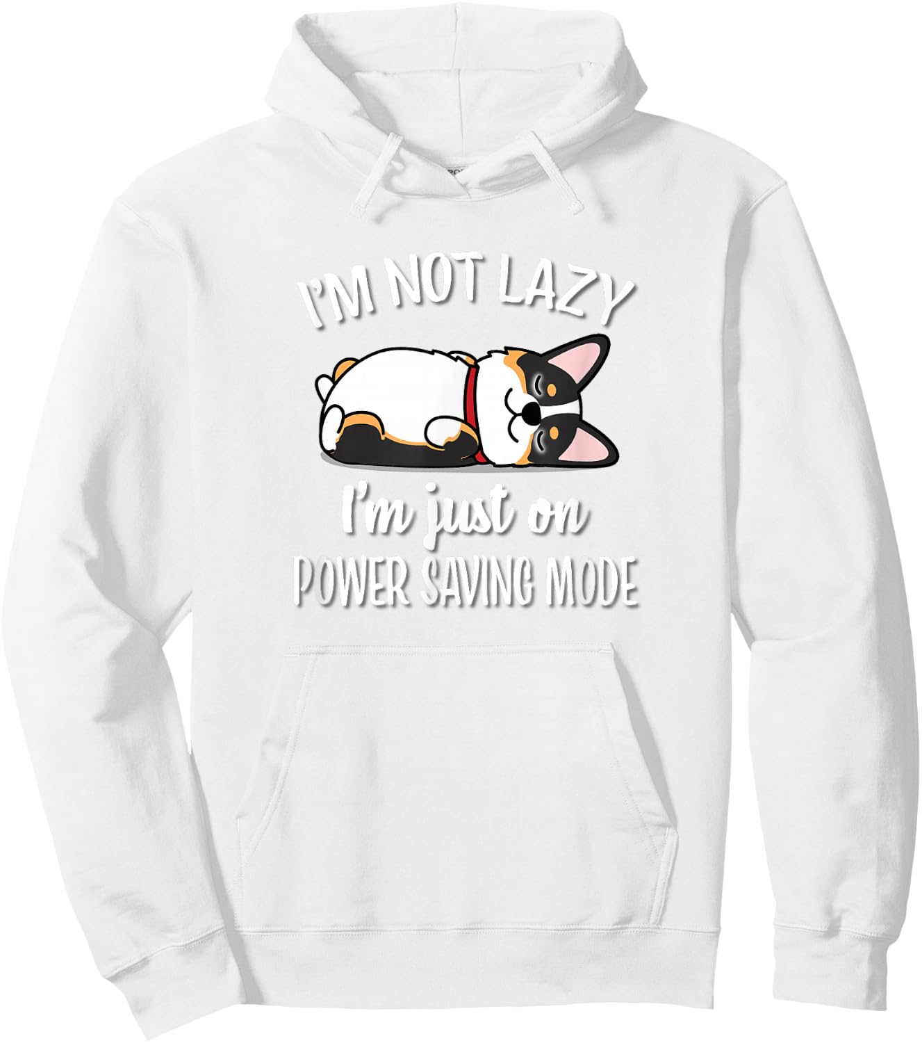 Funny Kawaii Lazy Nap Power Saving Mode Tricolor Corgi Lover Hoodie - Hoodie | White