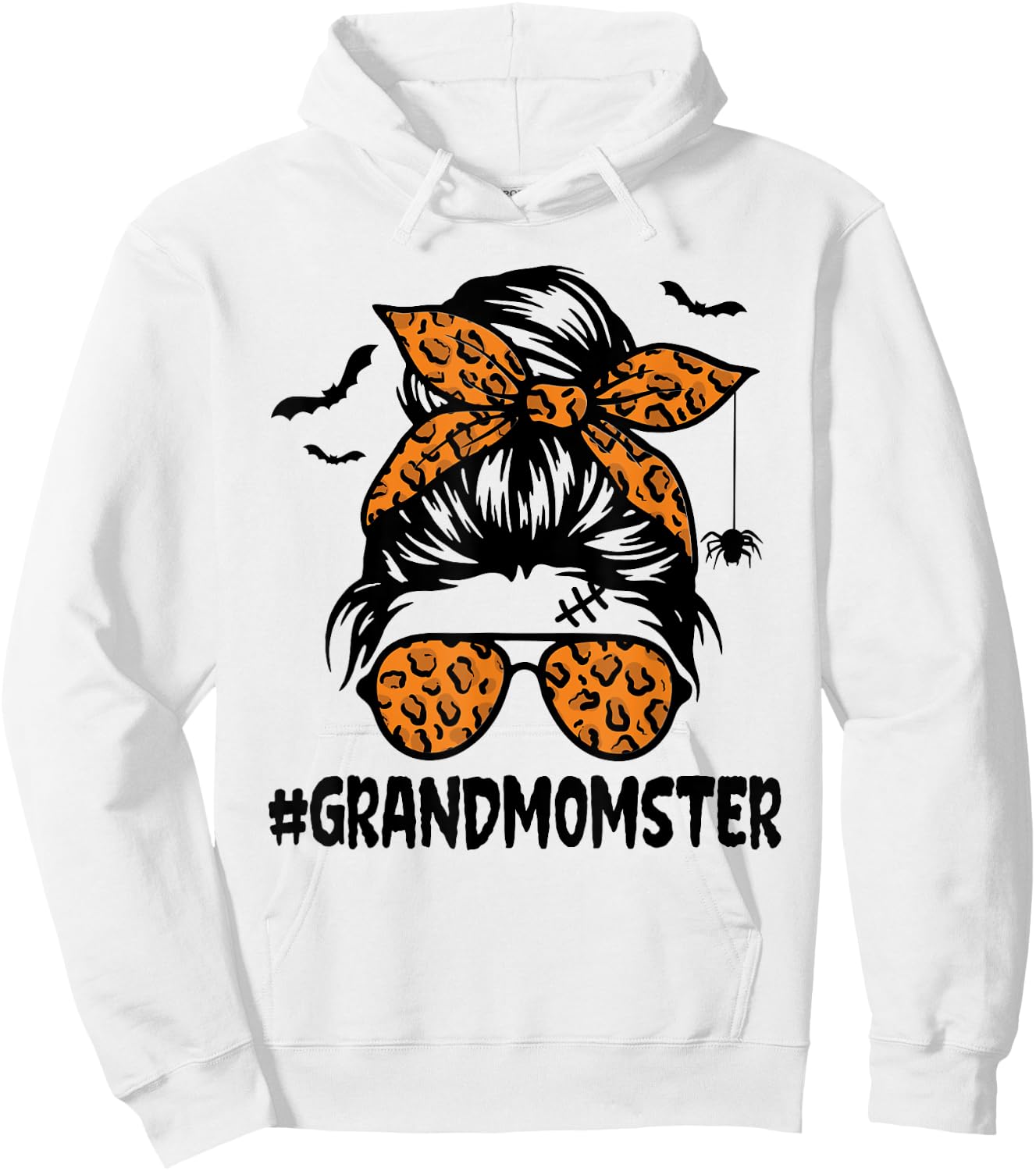 Grandmomster Shirt Women Halloween Nana Grandma Messy Bun Hoodie - Hoodie | White