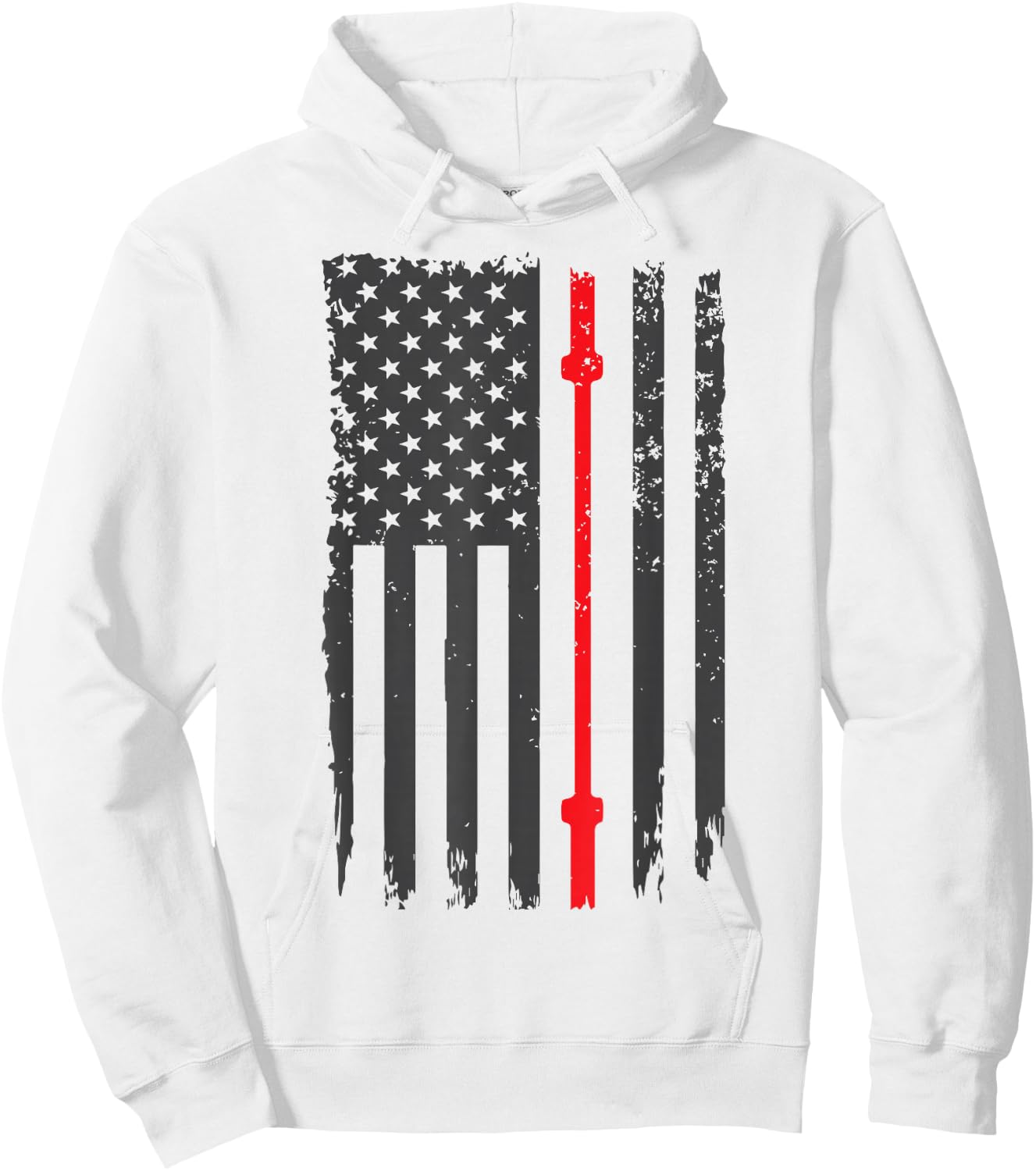 US American Flag Fitness Gym Barbell Powerlifting Patriotic Hoodie - Hoodie | White
