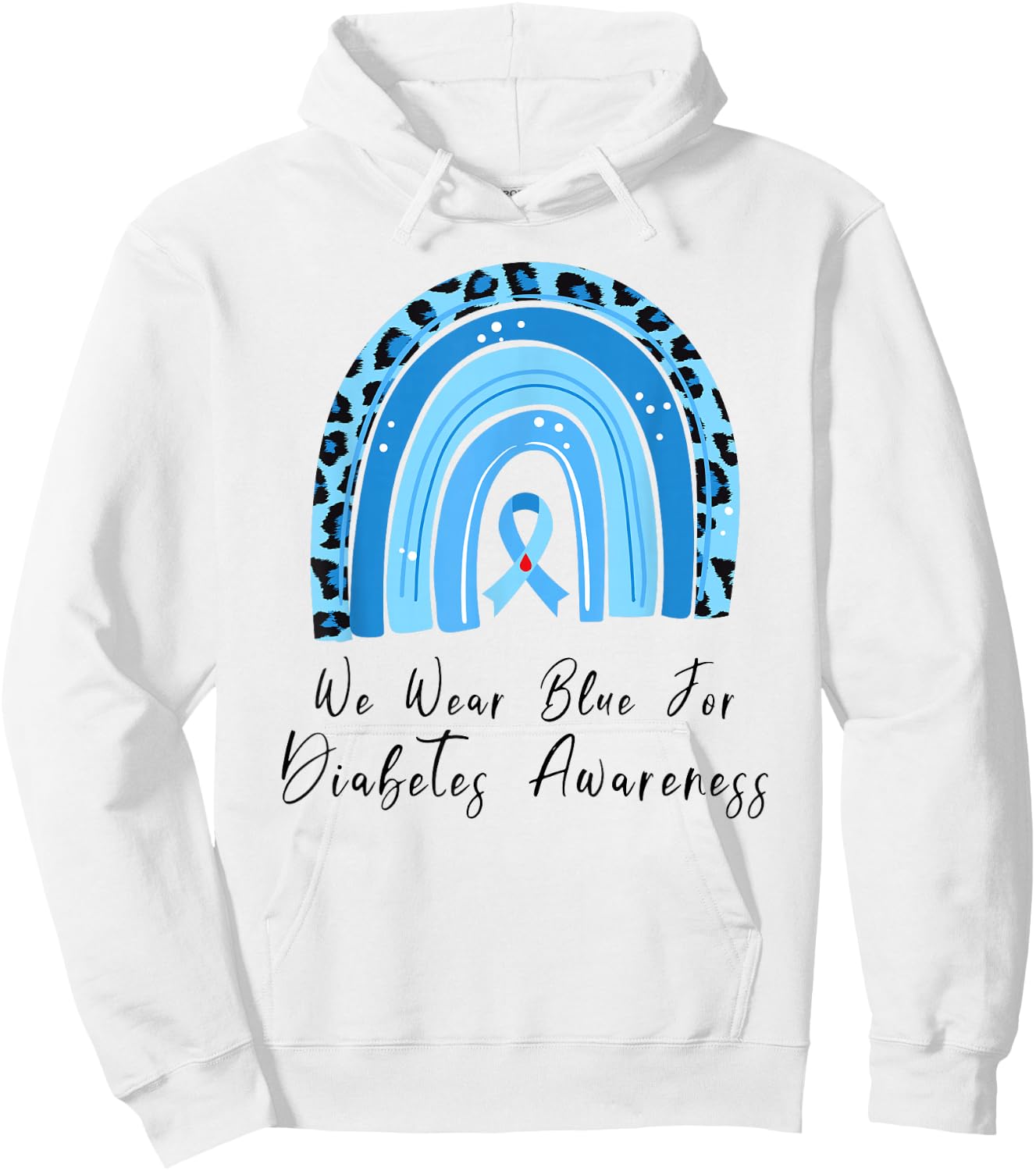 Blue Leopard Print Ribbon Hoodie - Hoodie | White