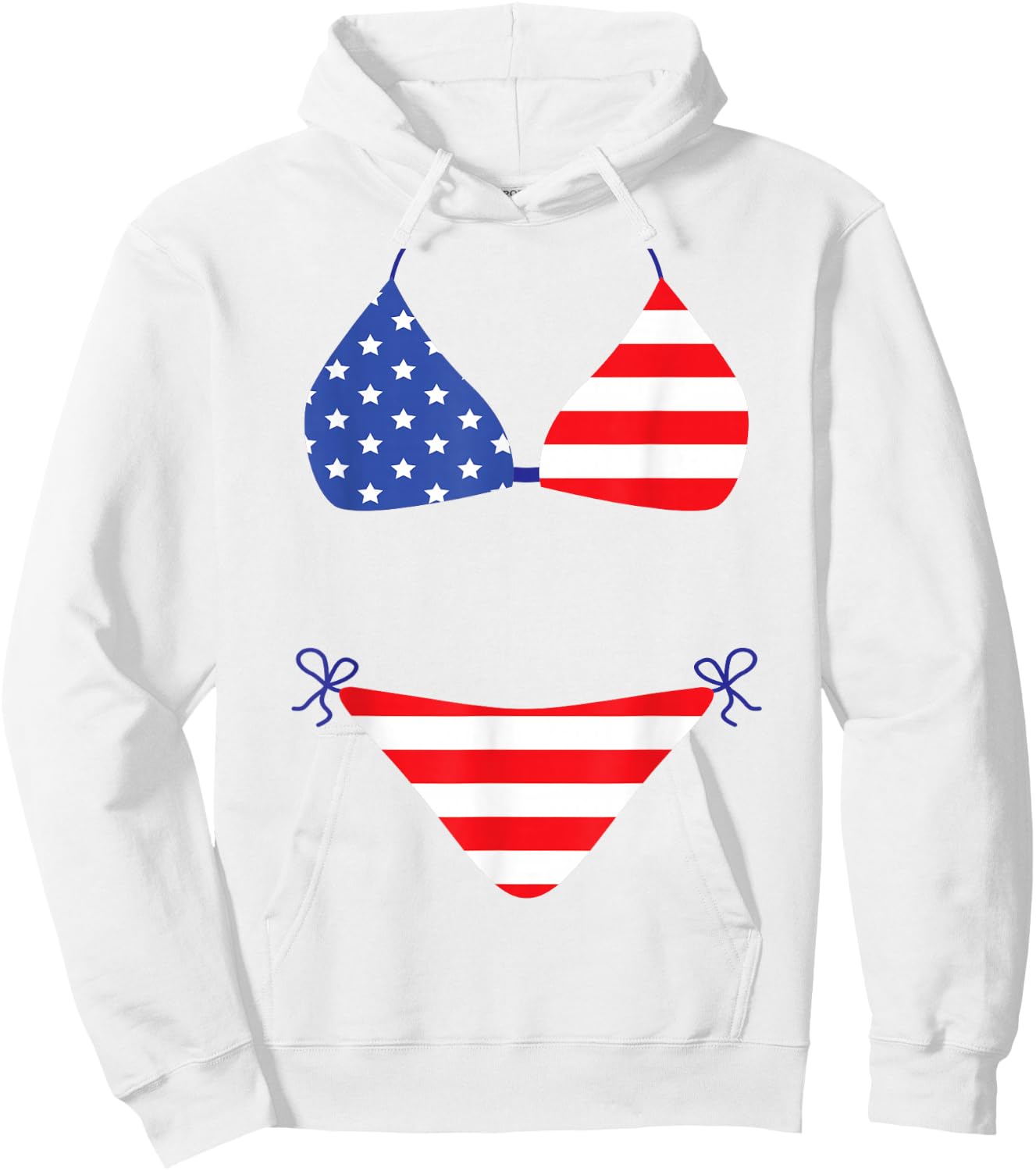Bikini Funny Cover Up Swimsuit 4th of July American Flag Gag Hoodie - Hoodie | White