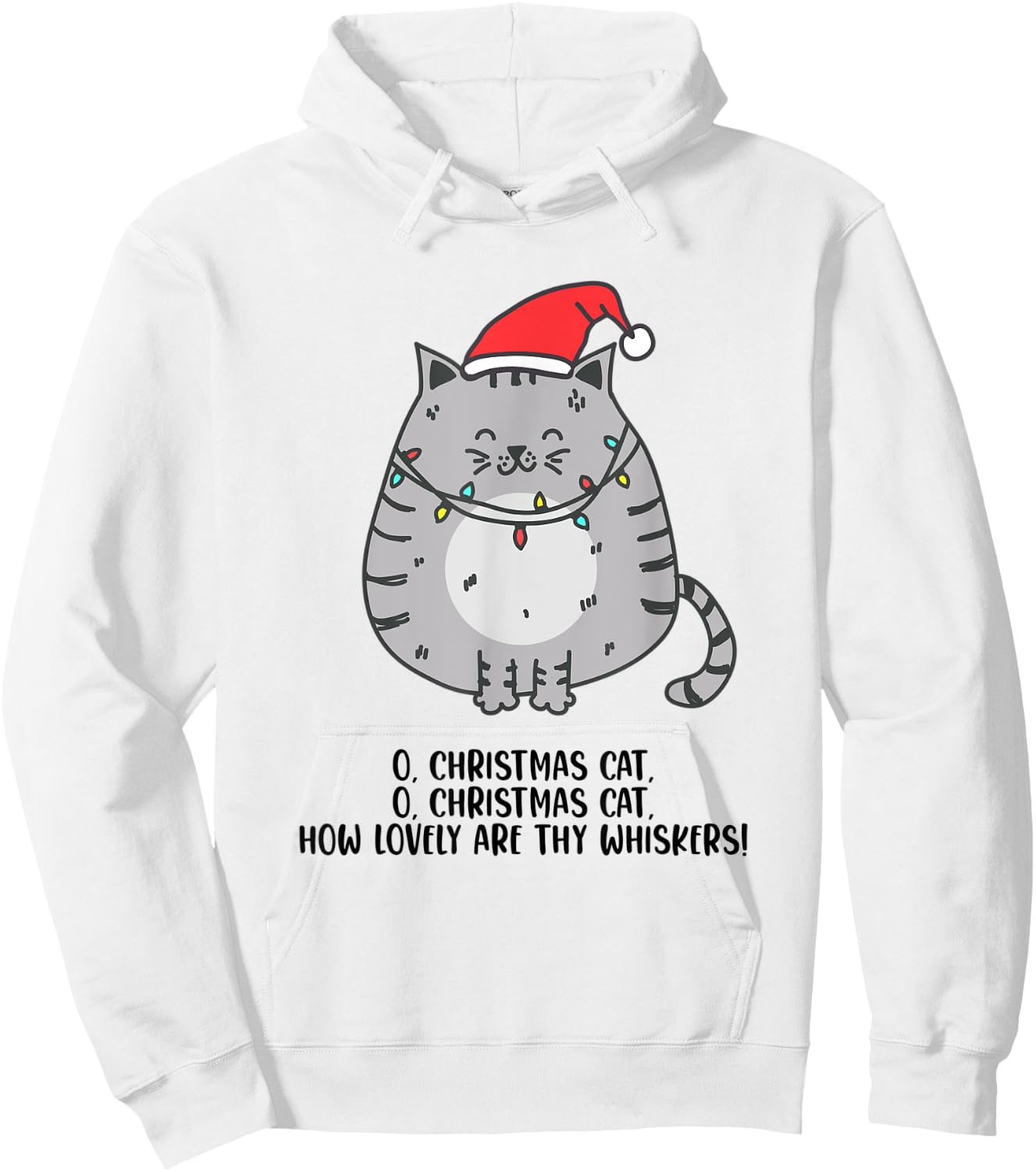 O Christmas Cat Funny Holiday Tree Carol Cat Lovers White Hoodie - Hoodie | White