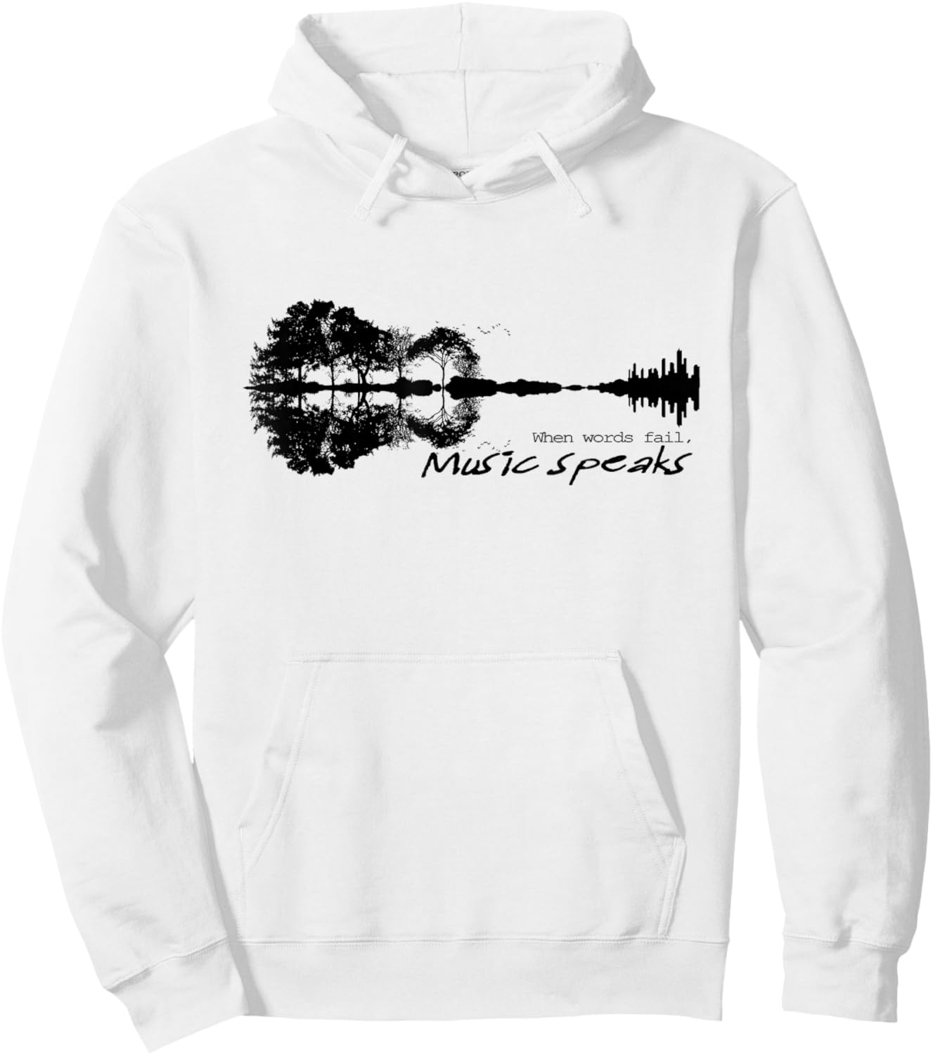 When Words Fail Music Speaks Guitar Music Literary Quote Hoodie - Hoodie | White