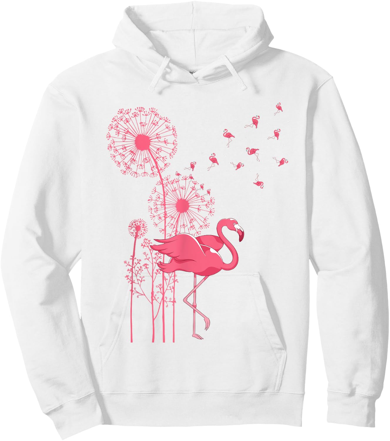 Dandelion Tropical Animal Exotic Bird Wildlife Pink Flamingo Hoodie - Hoodie | White