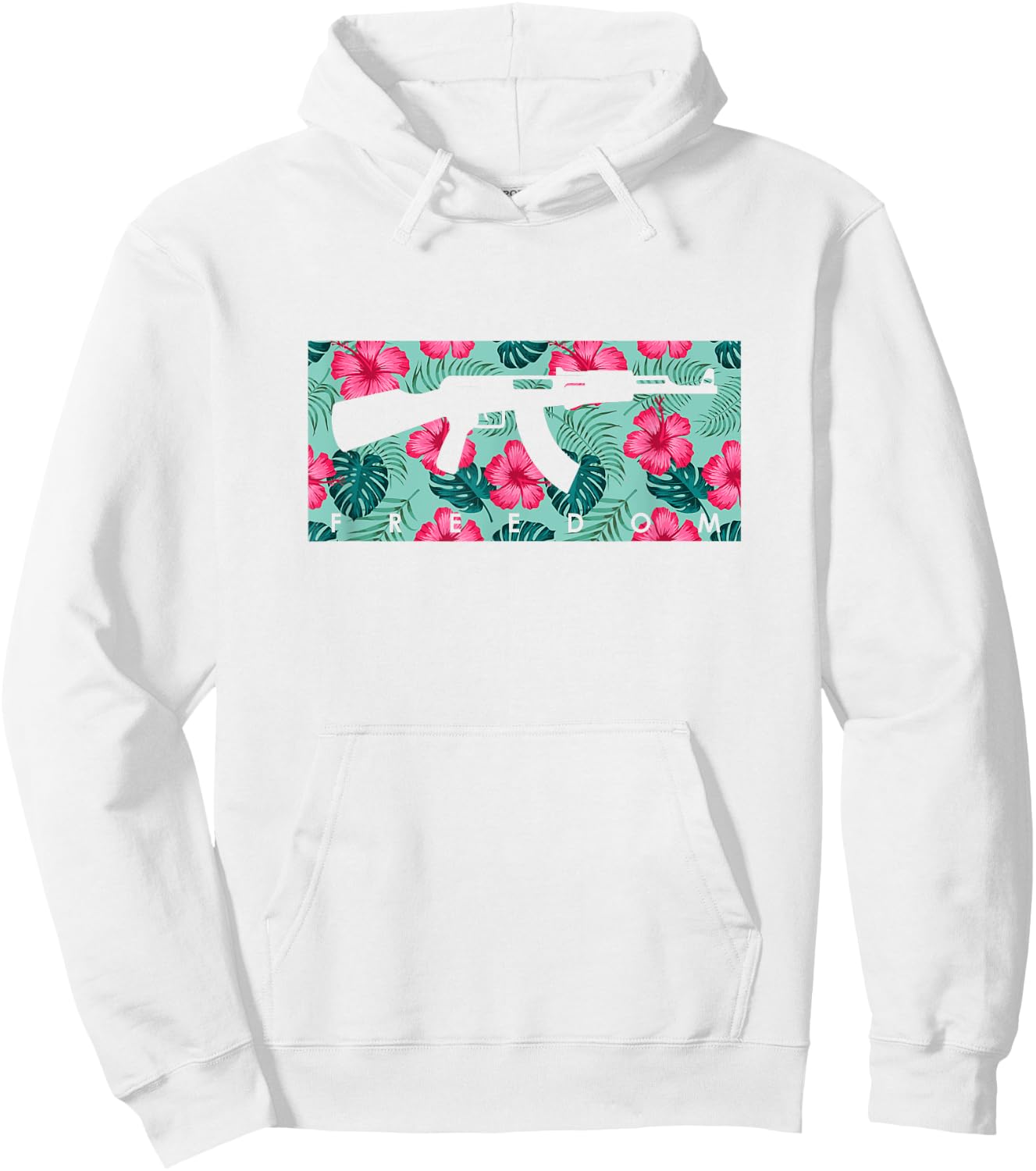 Tropical Gun Lover Firearm Beach Hawaiian Gift Aloha AK47 Men Women Hoodie - Hoodie | White