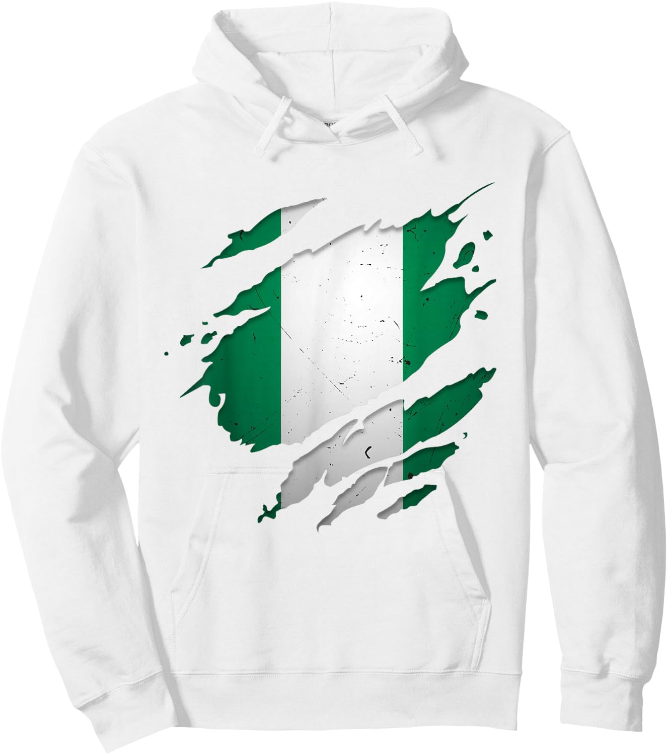 Ripped Effect Nigeria Flag Map Patriotic Nigerian Hoodie - Hoodie | White