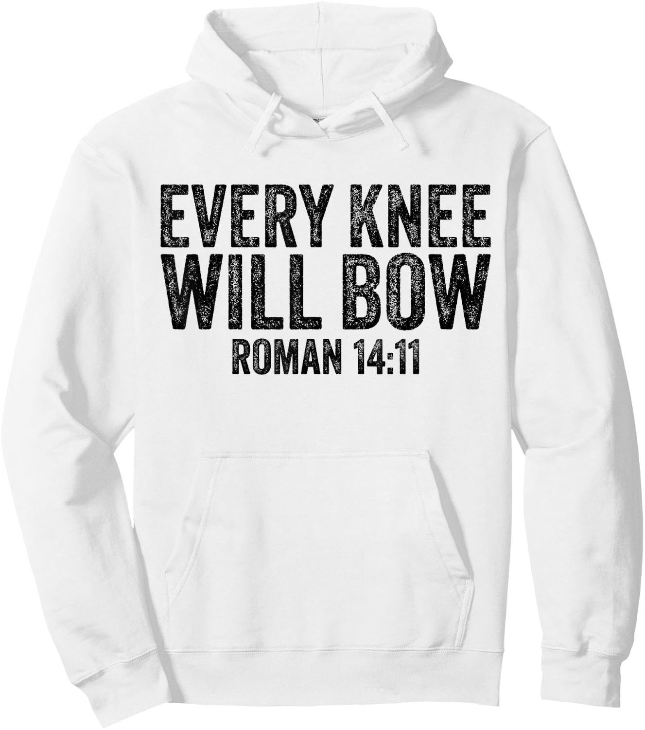 Christian Bible Verse Quote Every Knee Will Bow Roman 14:11 Hoodie - Hoodie | White