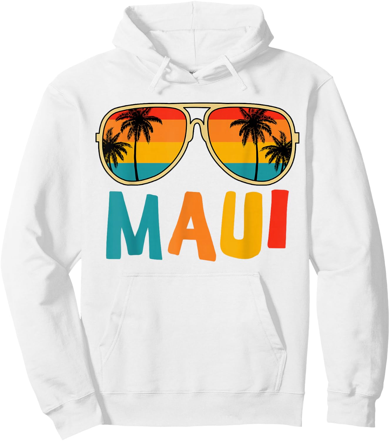 Maui T Shirt Hawaiian Sunglasses Kids Men Women Summer Beach Hoodie - Hoodie | White