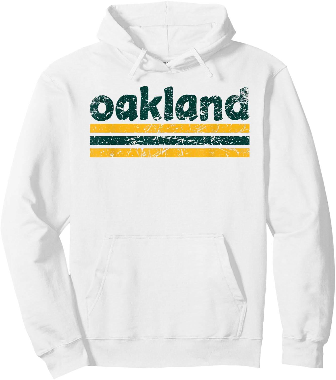 Oakland California Three Stripe Vintage Weathered Hoodie - Hoodie | White