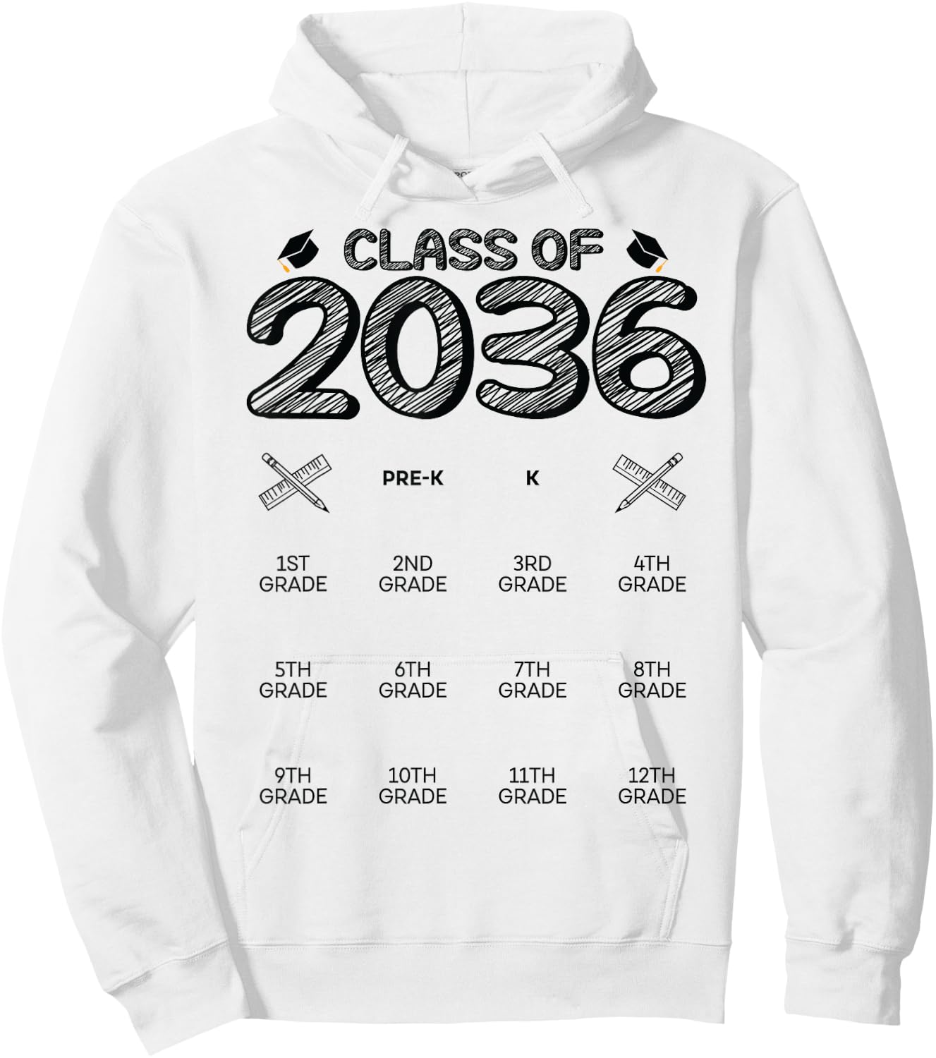 Class of 2036 Grow With Me Hoodie - Hoodie | White