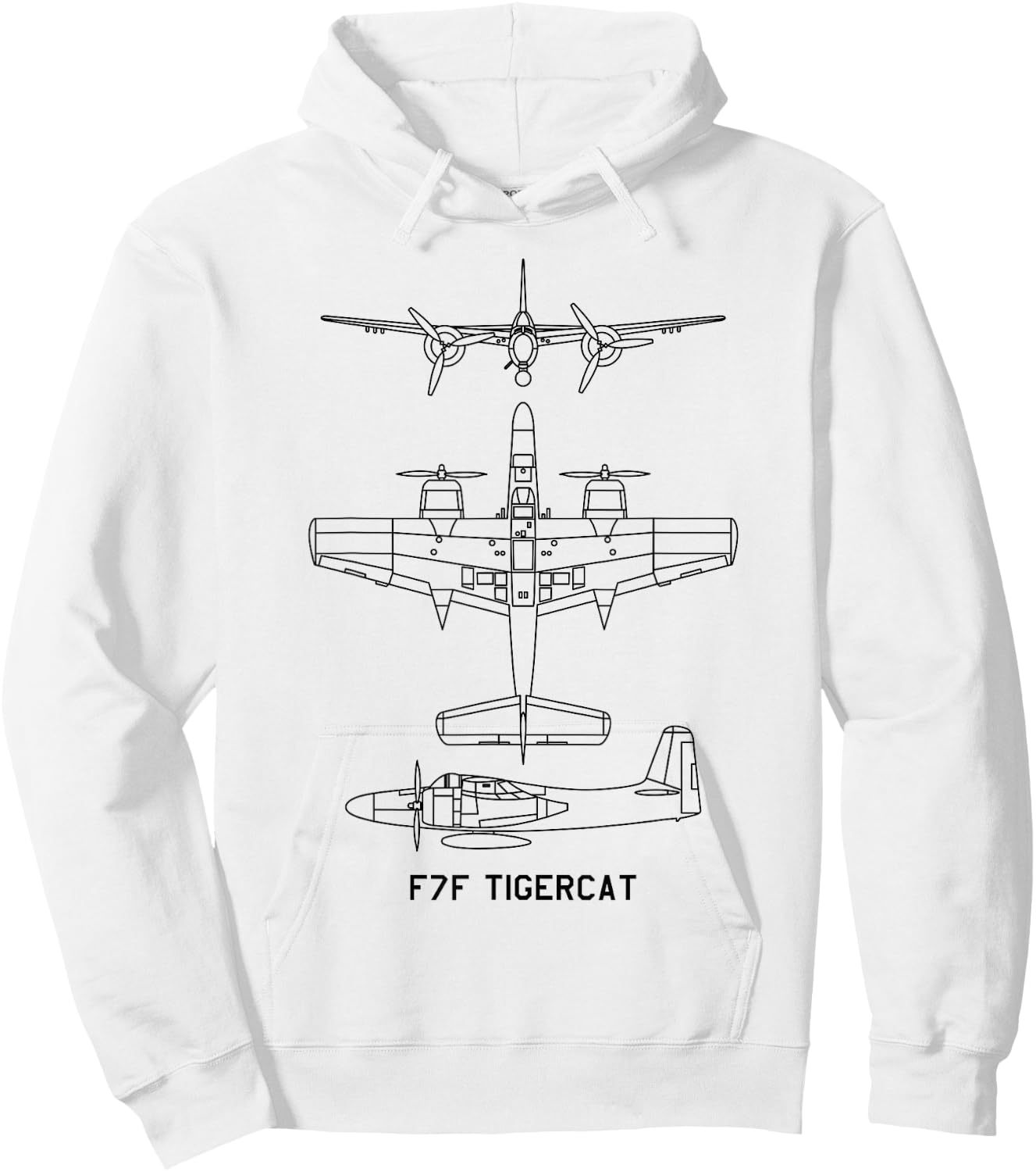 F7F Tigercat American WW2 Fighter Aircraft Blueprints Hoodie - Hoodie | White