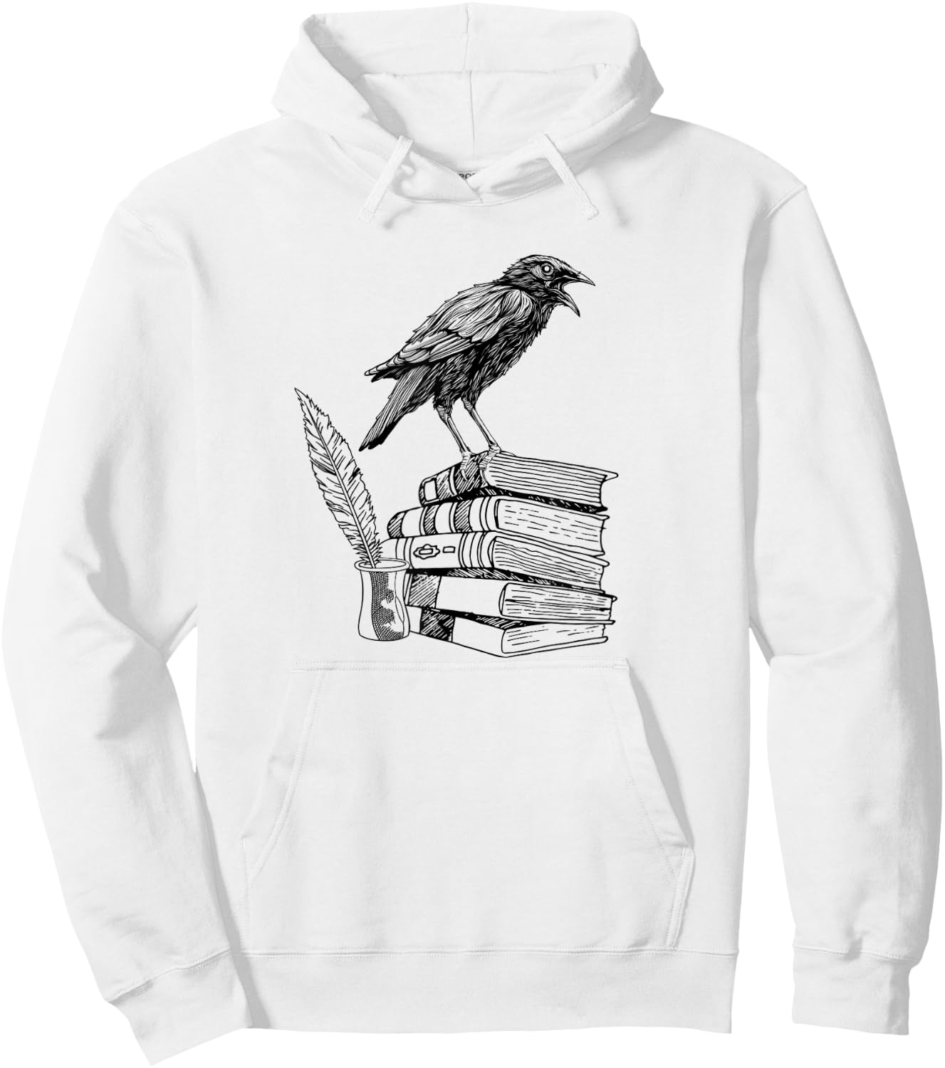 Dark Academia Aesthetic Raven Crow On Old Vintage Books Hoodie - Hoodie | White