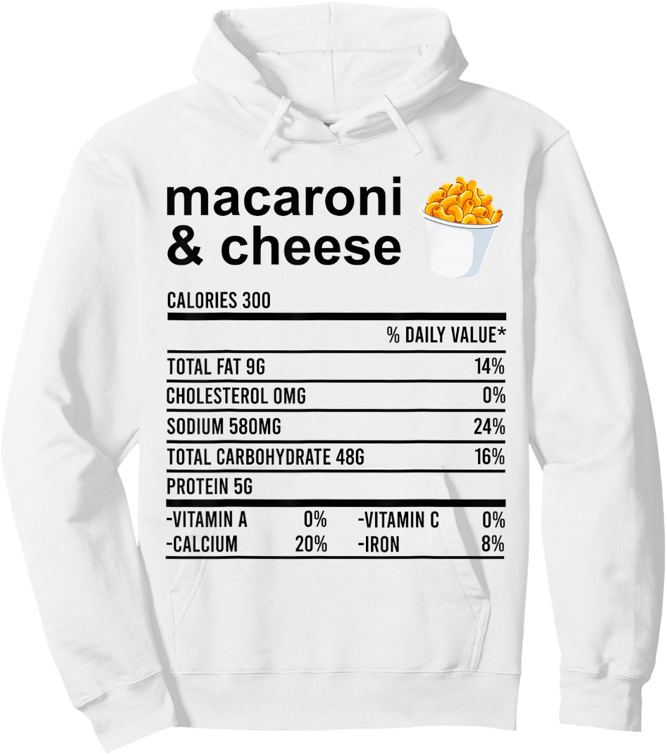 Funny Nutrition Facts Thanksgiving Apparel Macaroni & Cheese Hoodie - Hoodie | White