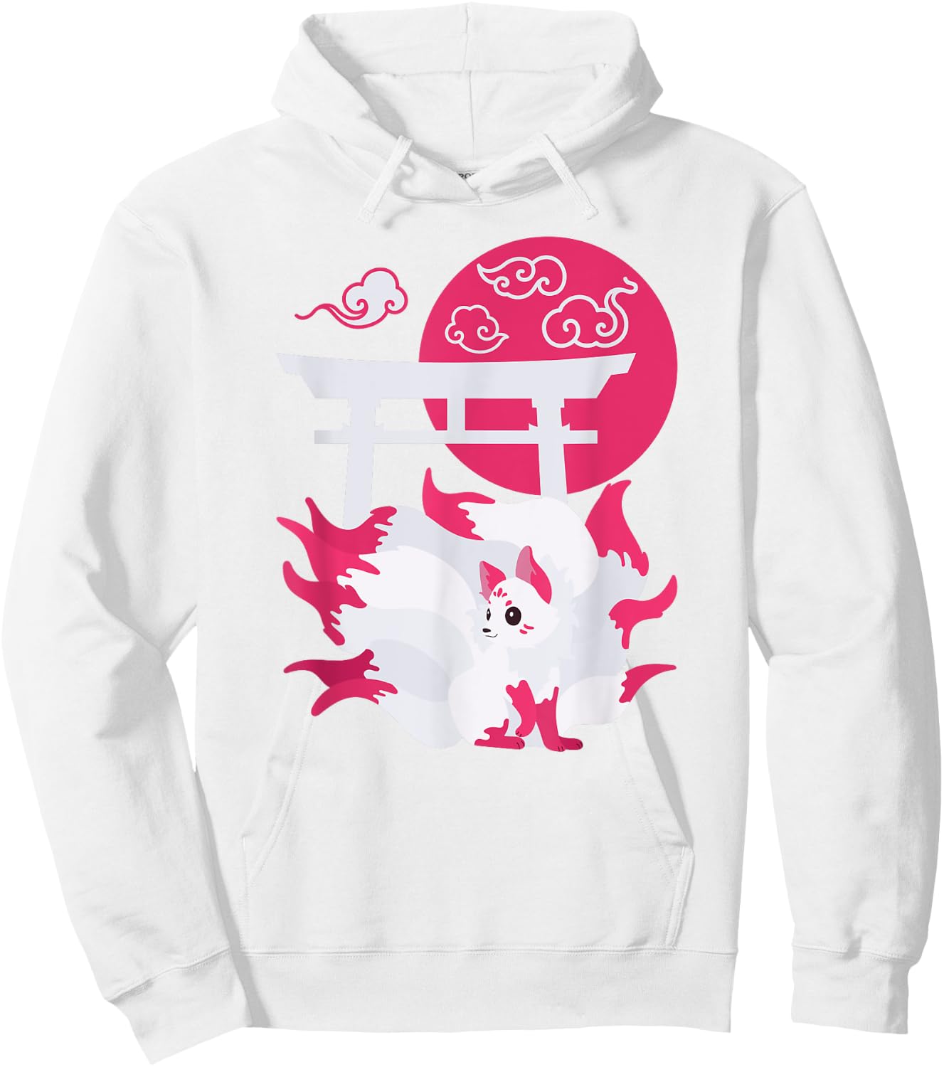 Nine-tailed Fox Kitsune Japanese Anime Hoodie - Hoodie | White
