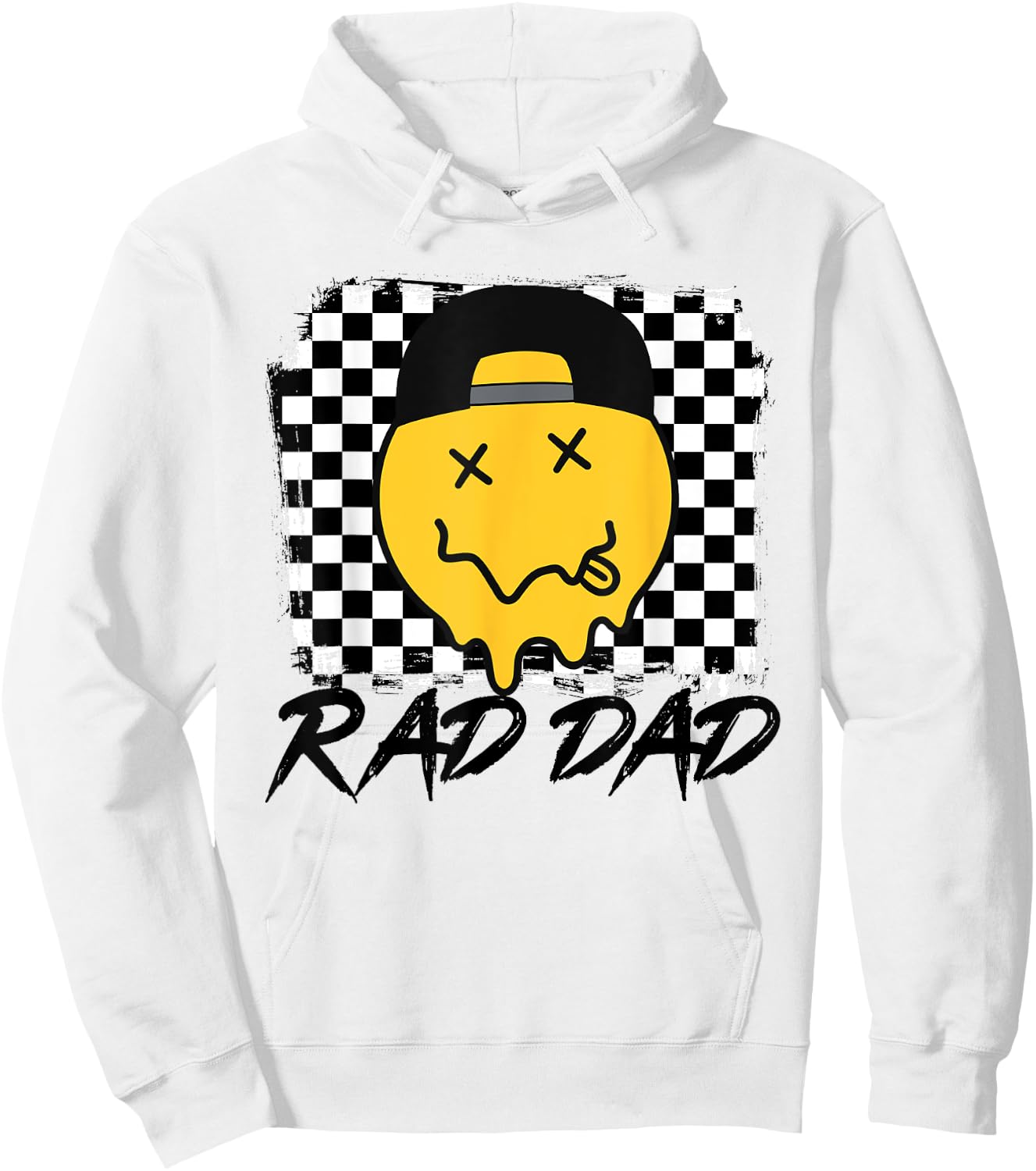 Rad Dad Funny Checkered Father's Day Smile Face Hoodie - Hoodie | White