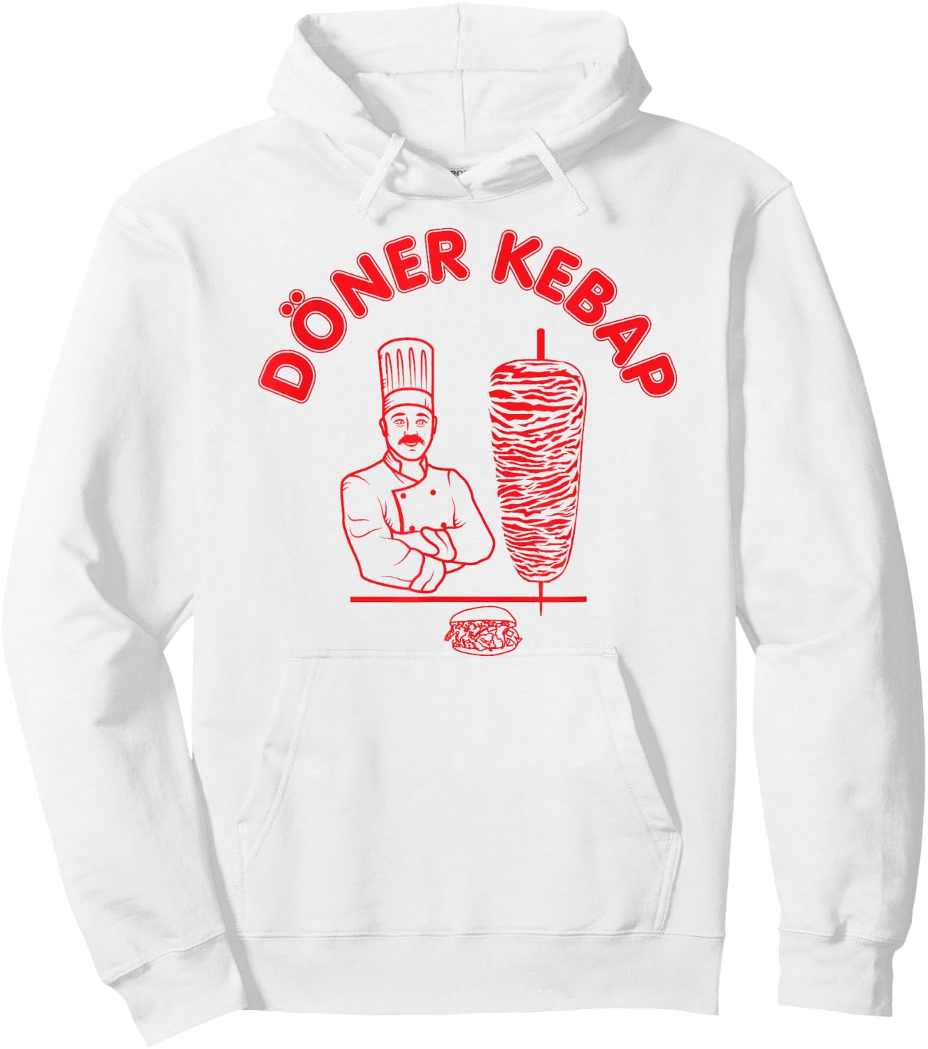 Döner Kebap Shirt, Kebab Cook & Kebab Skewer & Sandwich Logo Hoodie - Hoodie | White