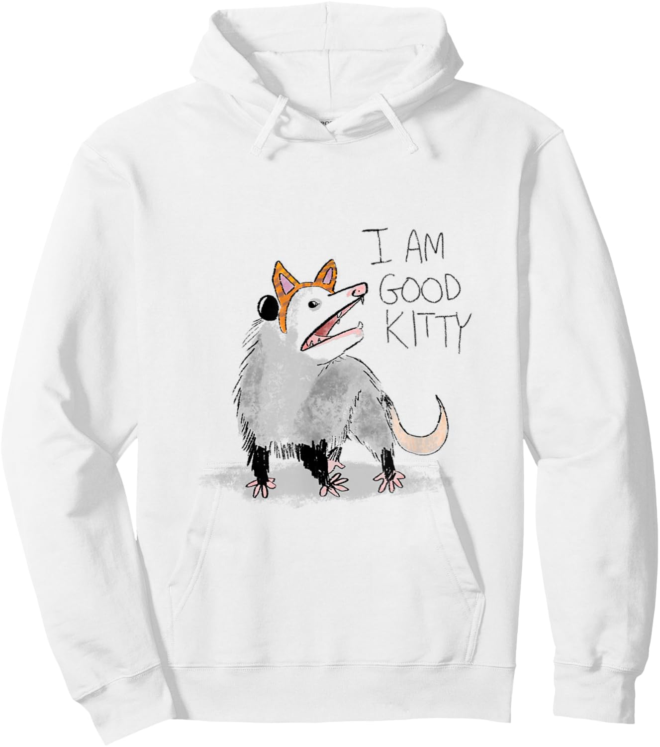 I AM GOOD KITTY Opossum Hoodie - Hoodie | White