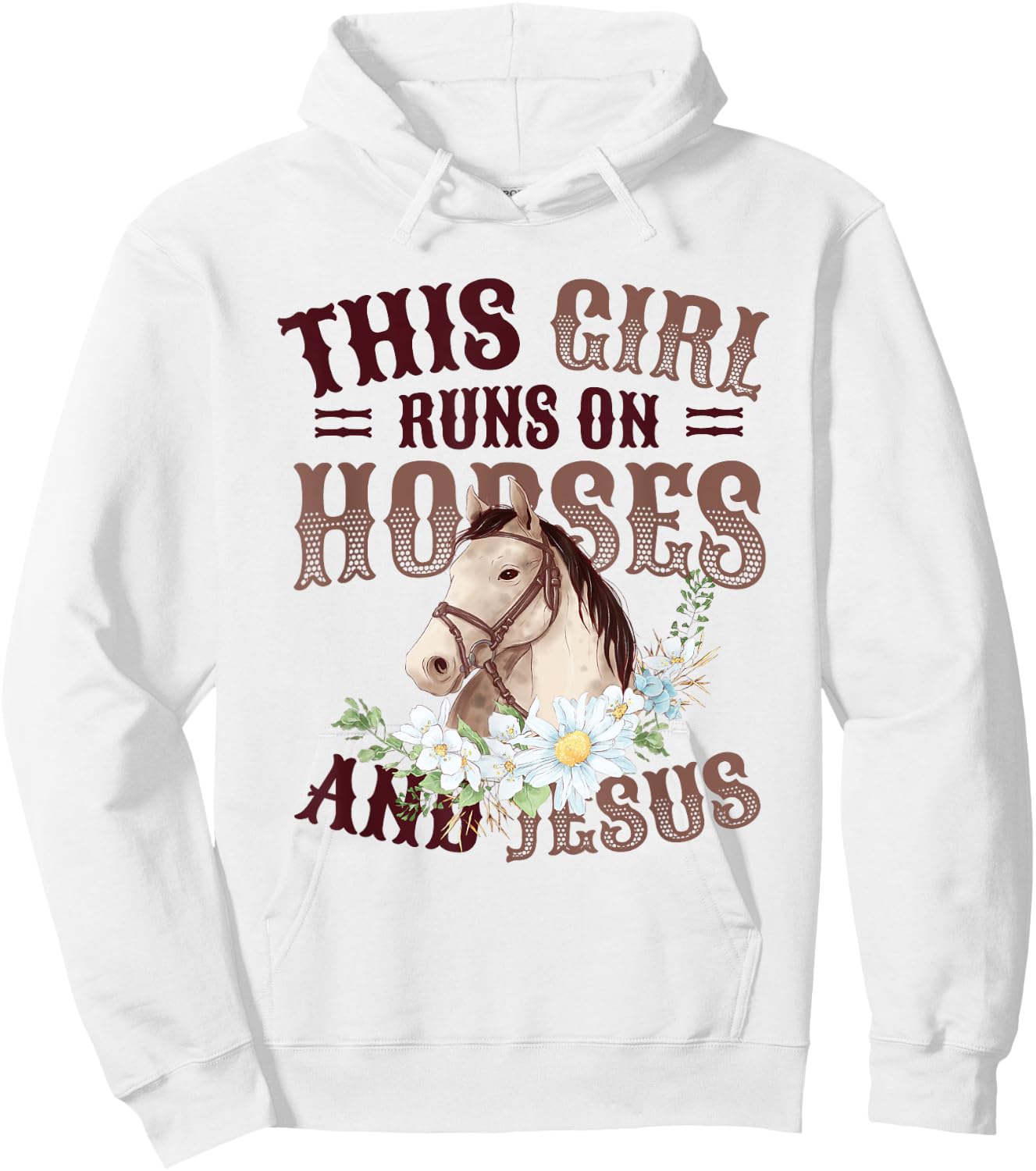 This Girl Runs On Horses And Jesus Girls Horse Hoodie - Hoodie | White