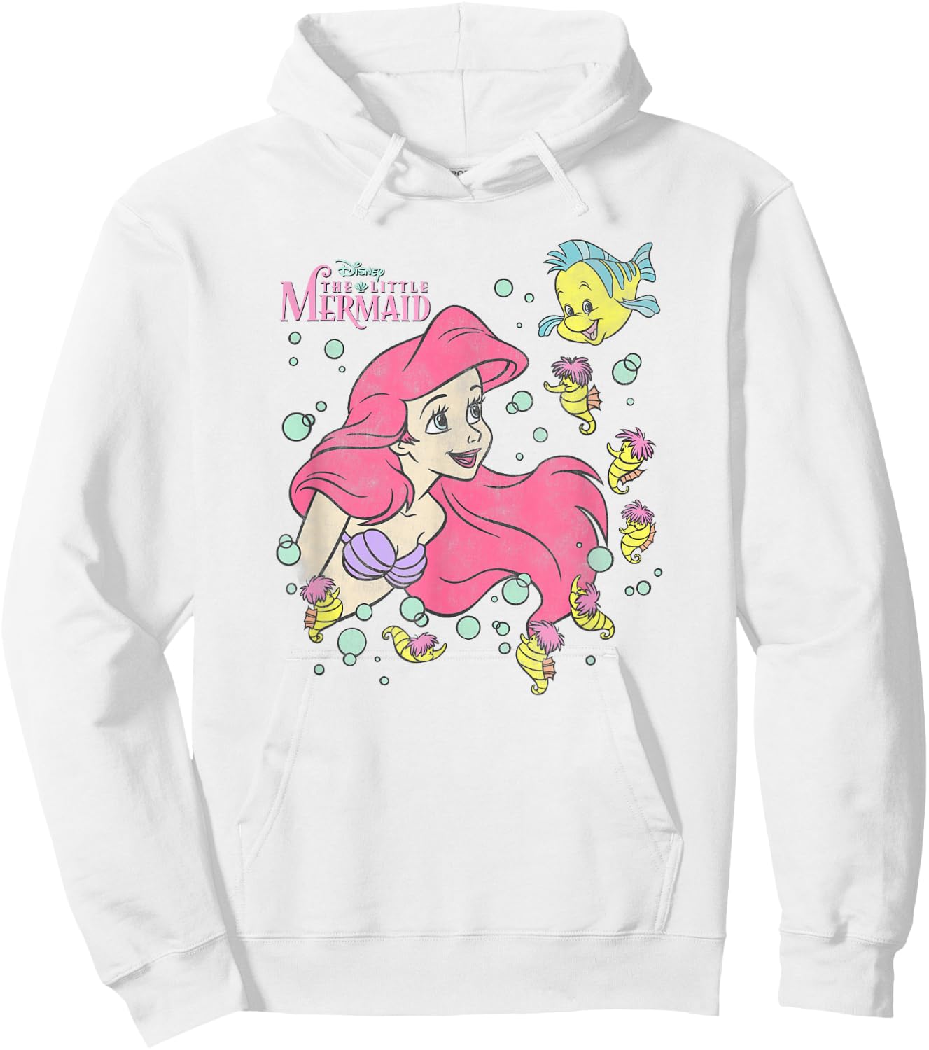 Disney The Little Mermaid Ariel and Flounder Bubble Poster Hoodie - Hoodie | White