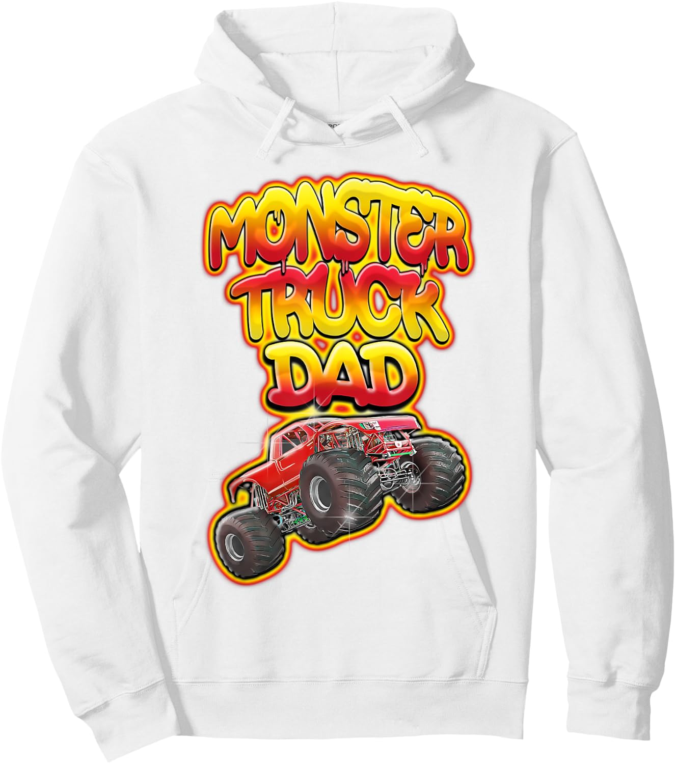 Monster Truck Dad Hot Red Graffiti Style Funny Hoodie - Hoodie | White