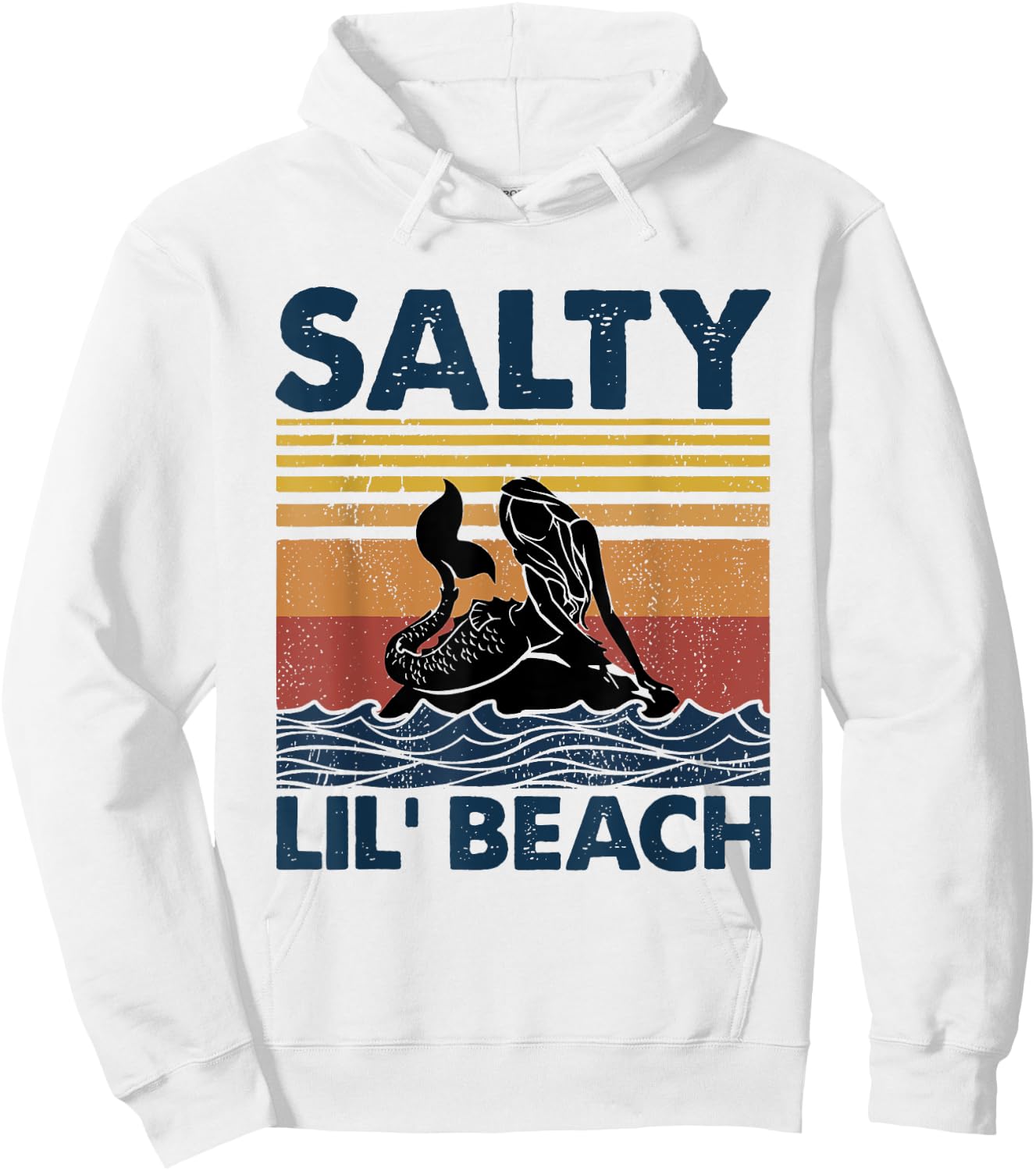 Mermaid Salty Lil' Beach Vintage Funny Hoodie - Hoodie | White