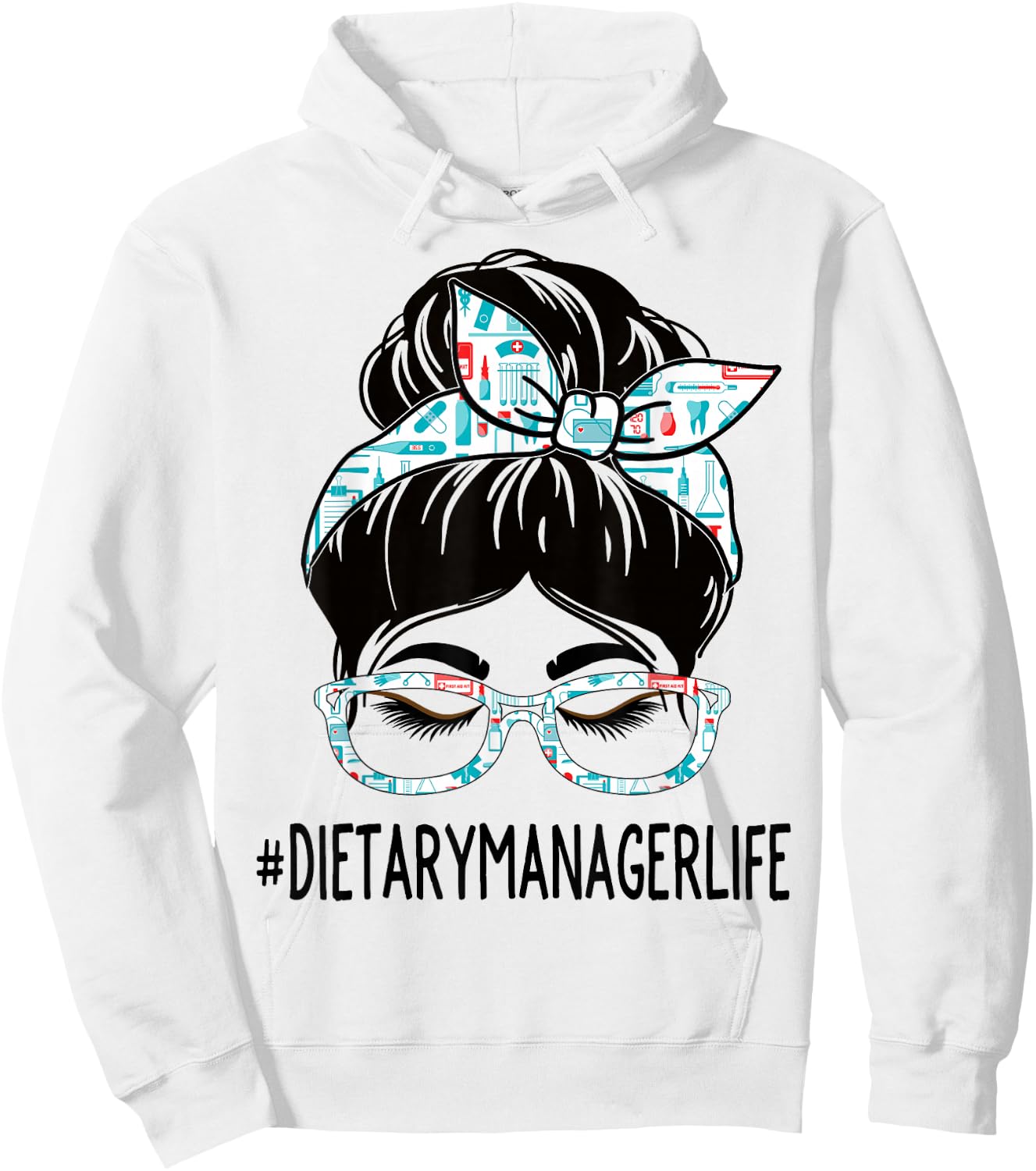 Dietary Manager Week Appreciation Women Messy Bun For Work Hoodie - Hoodie | White