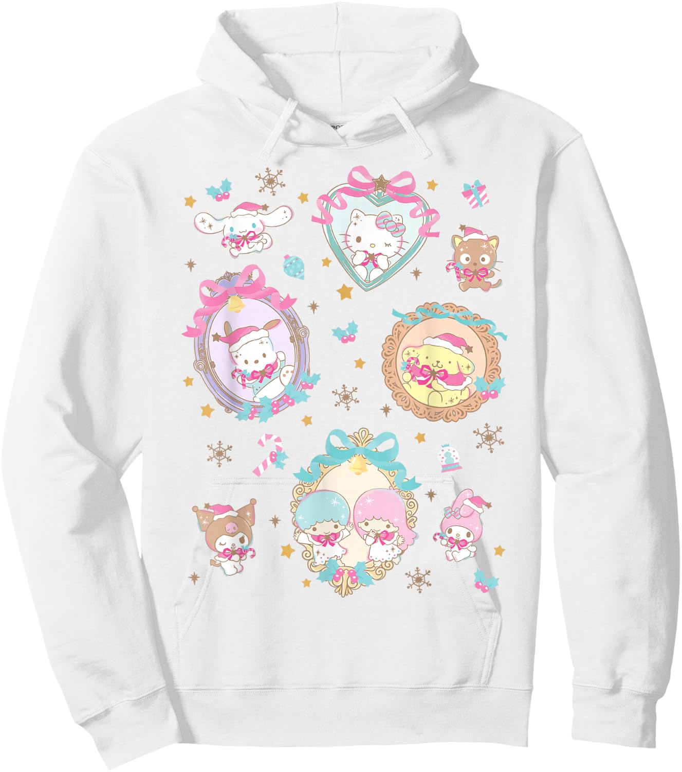 Hello Kitty Christmas Cute Heart Frames Collage My Melody Hoodie - Hoodie | White