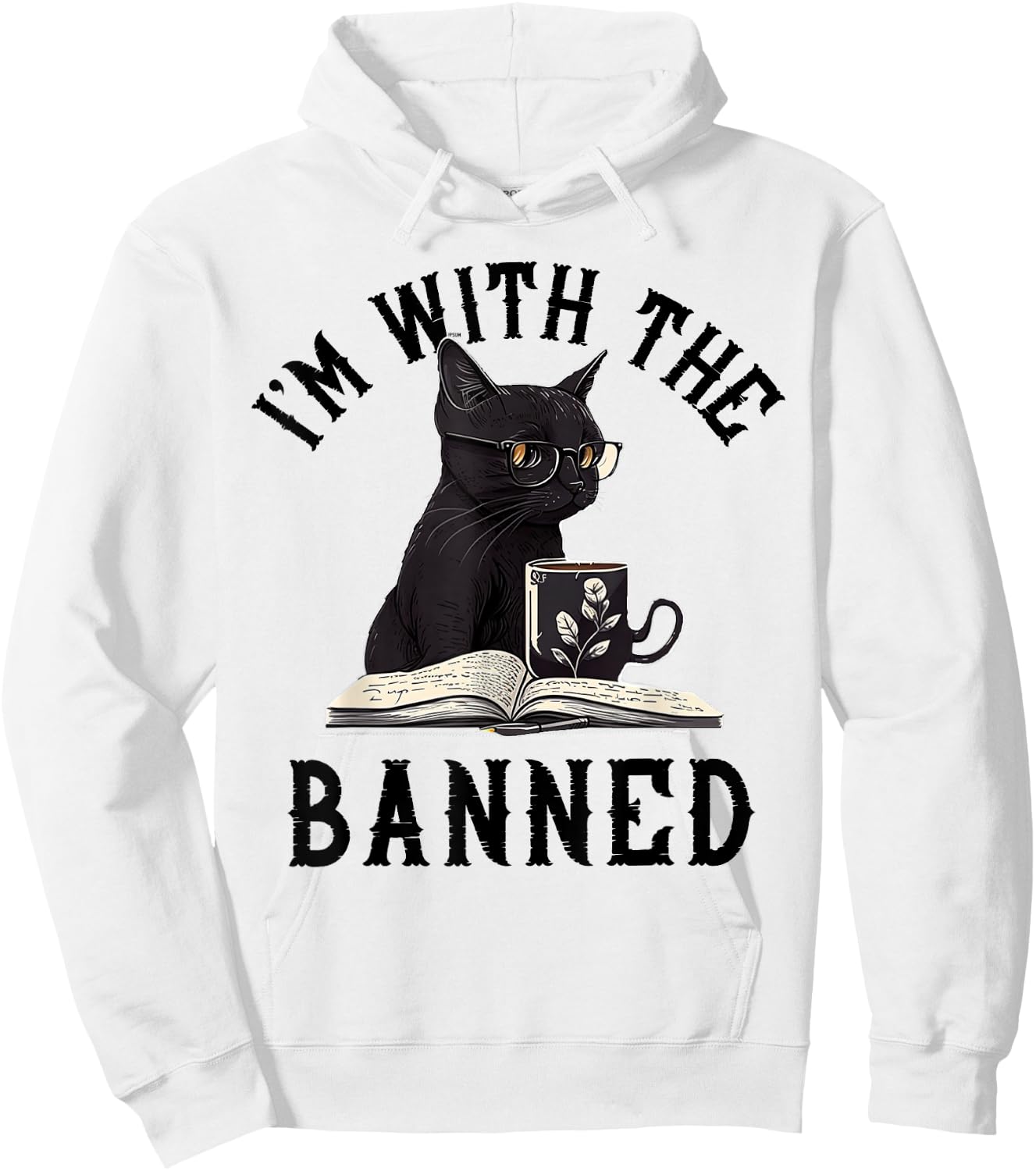 I'm With The Banned Read Banned Books Lover BookWorm Hoodie - Hoodie | White