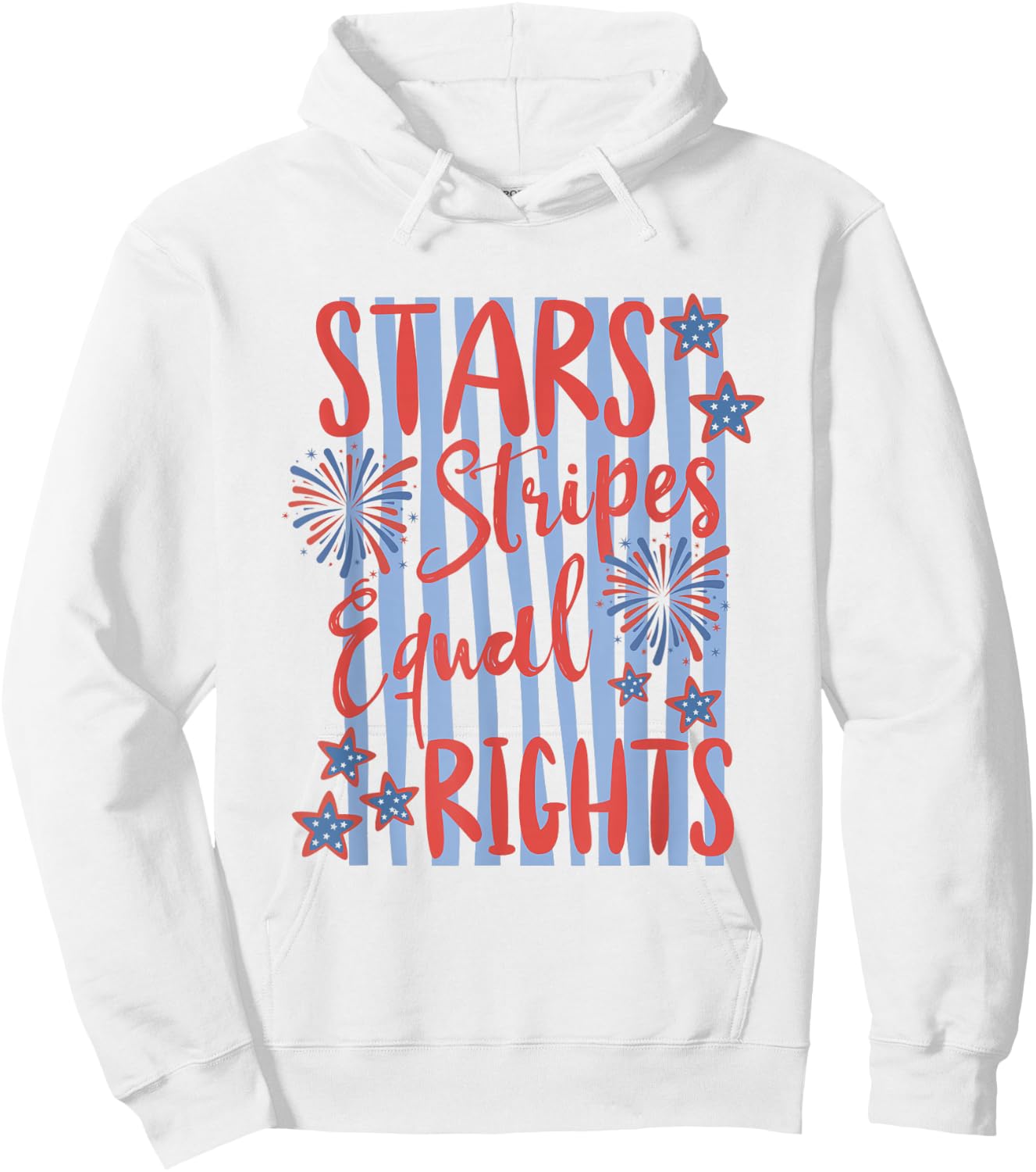 Retro Striped Stars Stripes Equal Rights Liberal 4th of July Hoodie - Hoodie | White