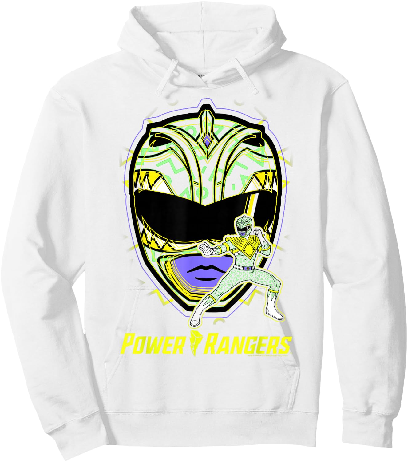 Power Rangers Green Ranger Icon Fill Helmet Silhouette Hoodie - Hoodie | White