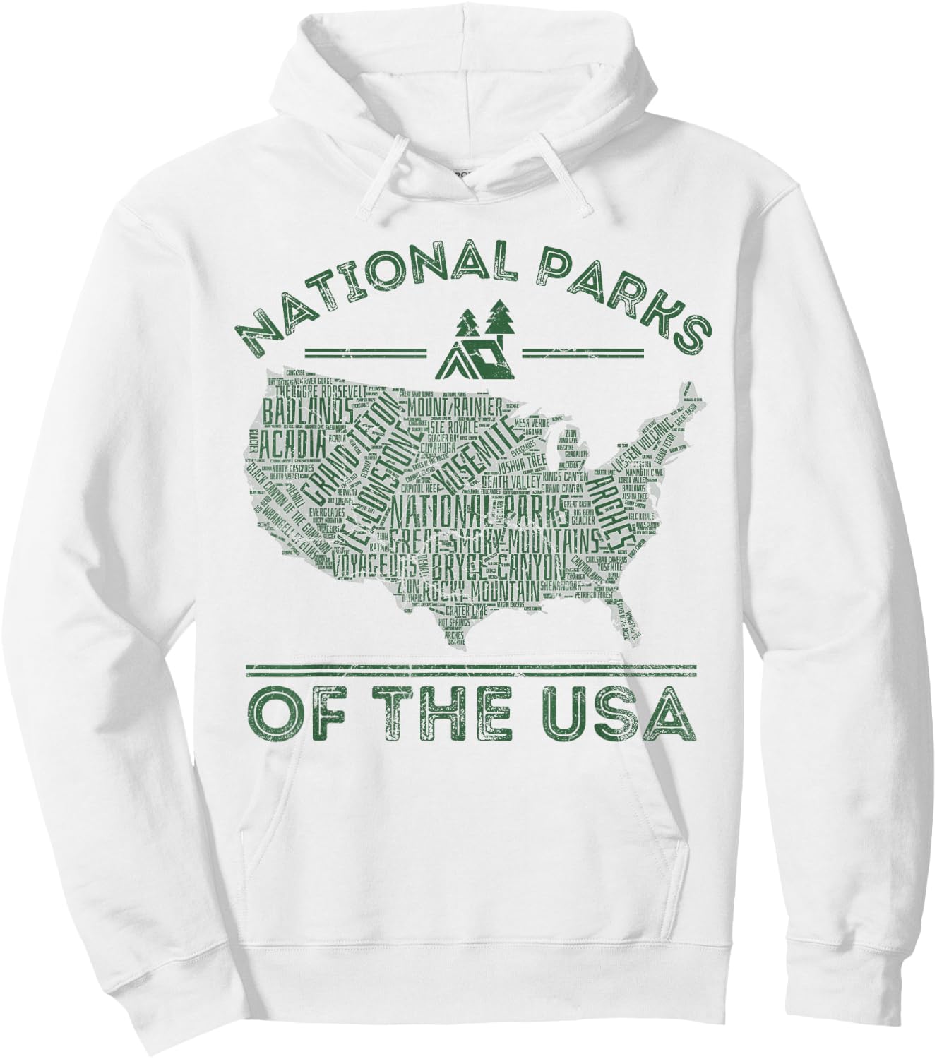 National Parks Map Hiking Travel Camping Outdoors Retro USA Hoodie - Hoodie | White