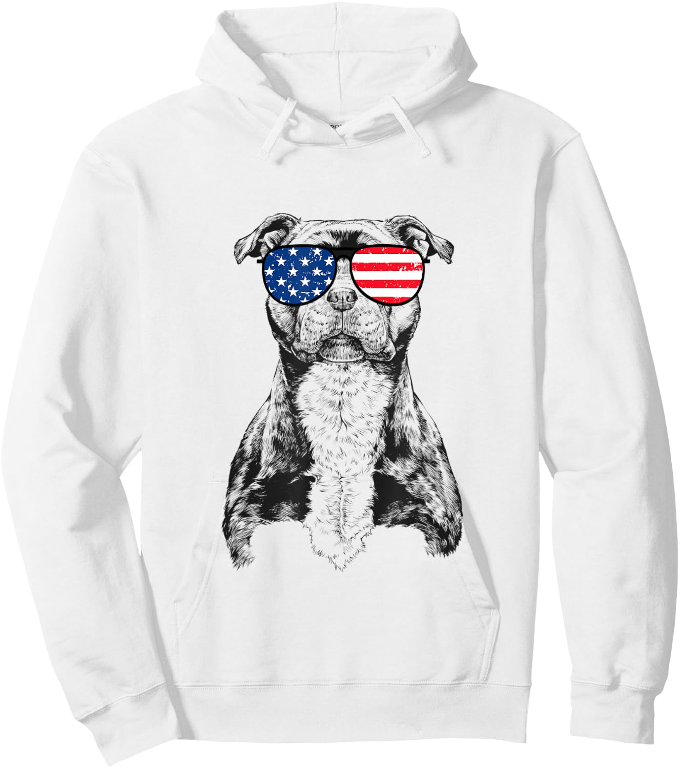 4th of July Stafford Staffy Dog Patriotic USA Sunglasses Kids Men Hoodie - Hoodie | White