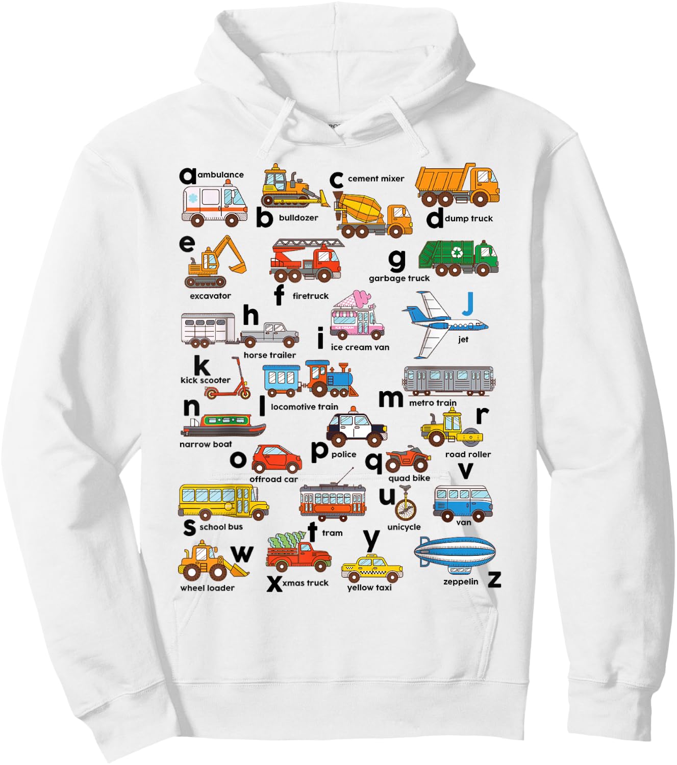 Truck-Shirt Construction Vehicles ABC Boys Men Women Toddler Hoodie - Hoodie | White
