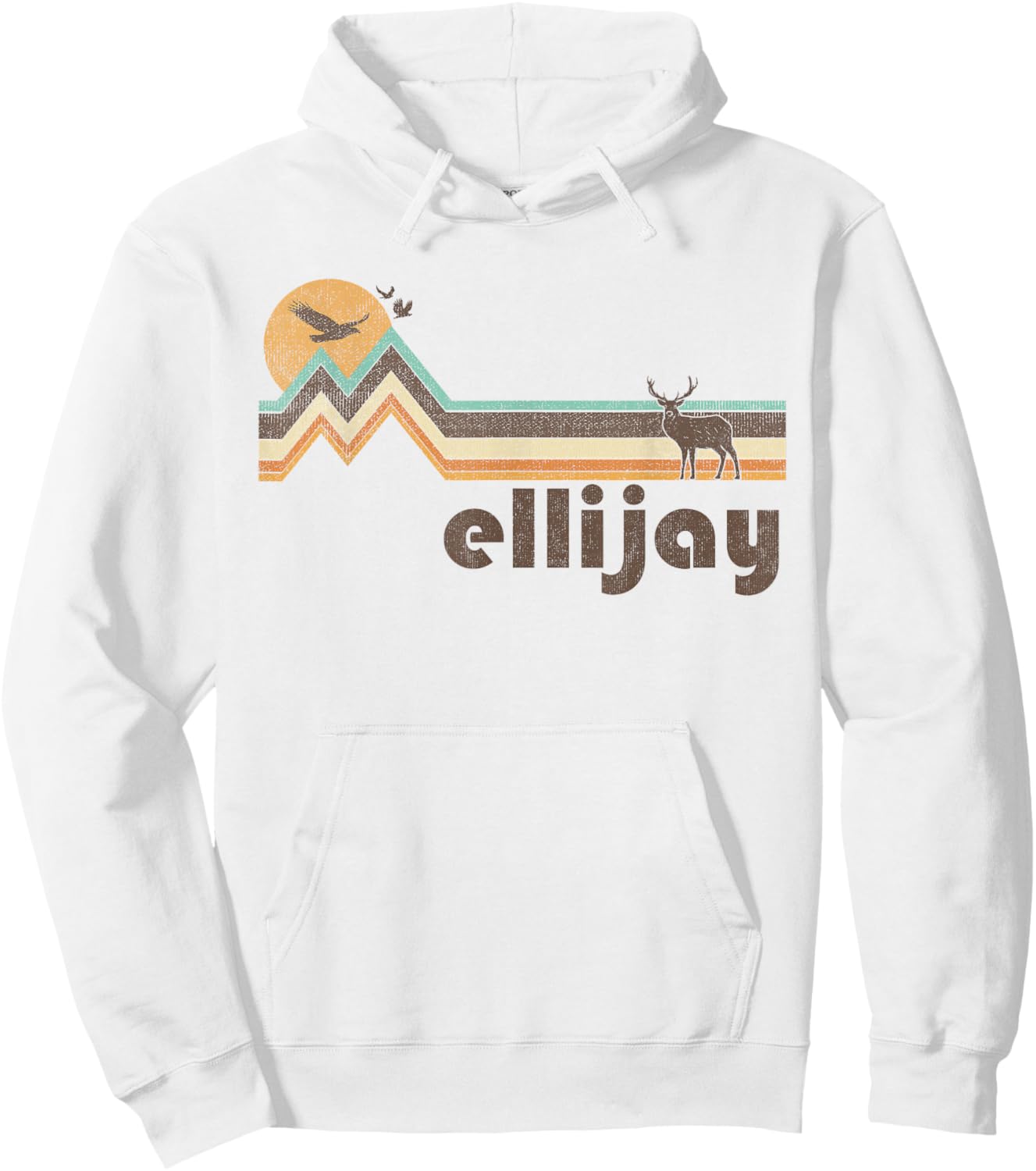 Ellijay Georgia 70s 80s Retro Style Vintage Distressed Gift Hoodie - Hoodie | White